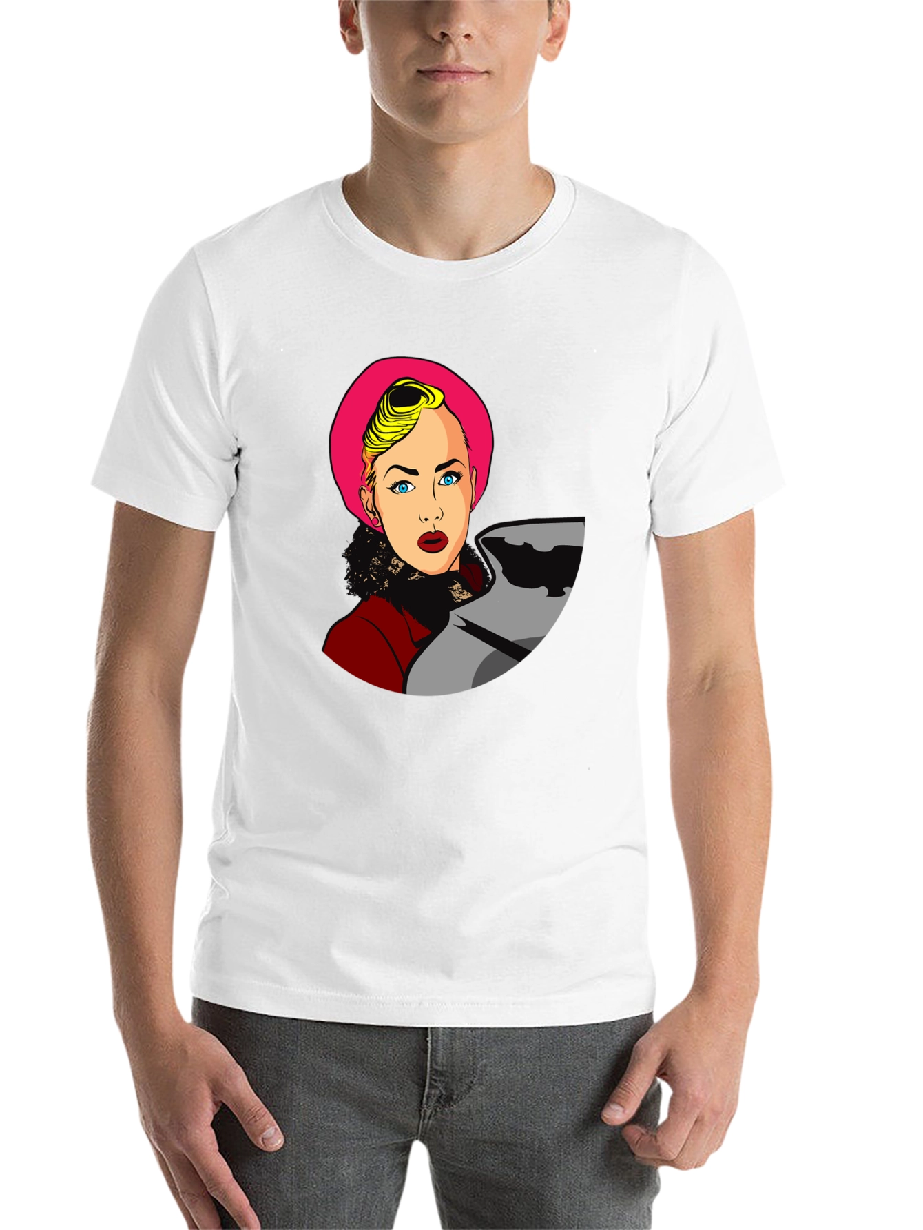 Black Pop Art Woman Graphic Black T-Shirt view 14