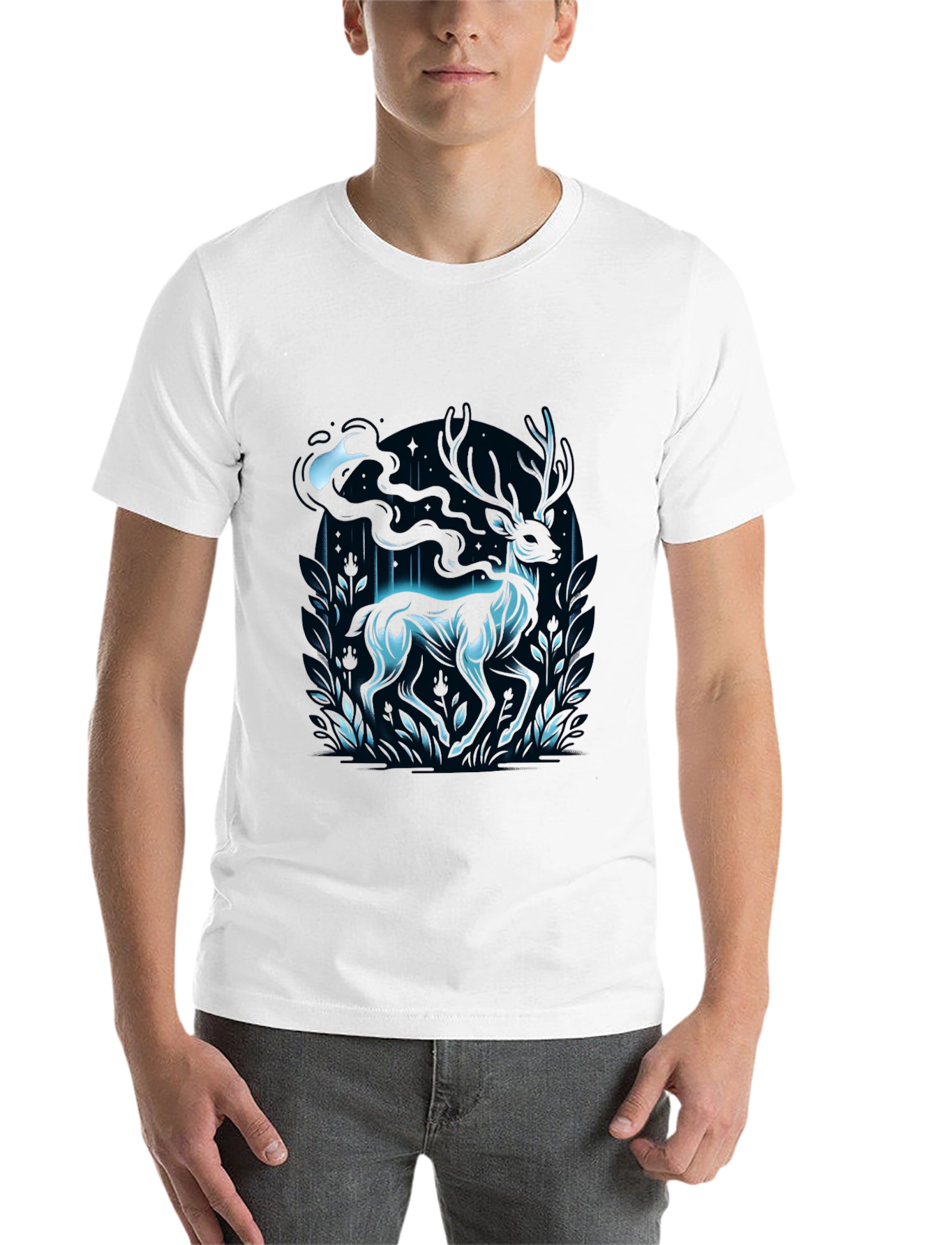 Black Mystic Deer Graphic T-Shirt - Black view 14