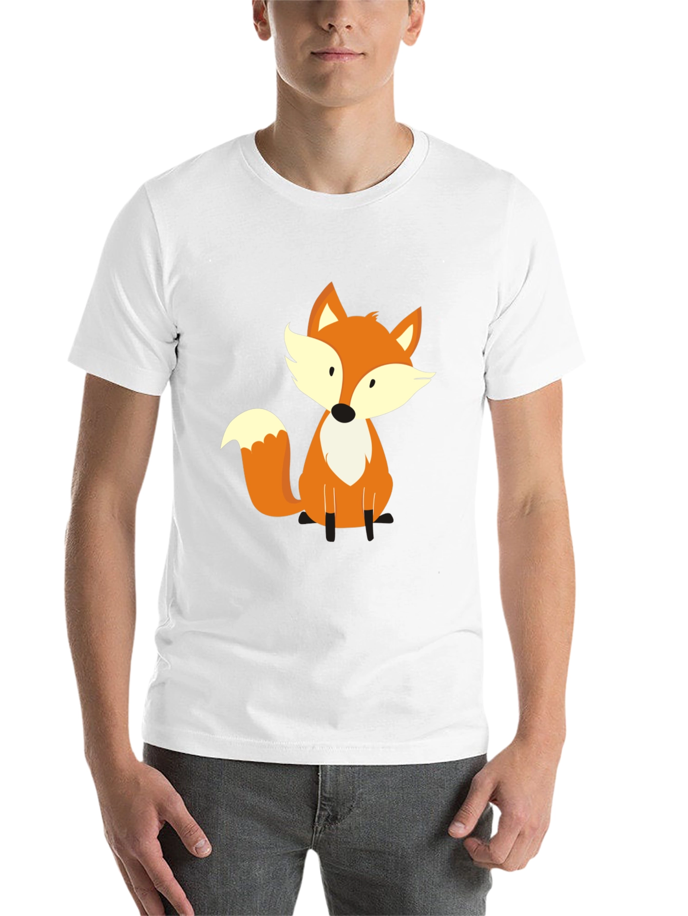Black Cute Fox Graphic Tee - Soft Black T-Shirt view 14
