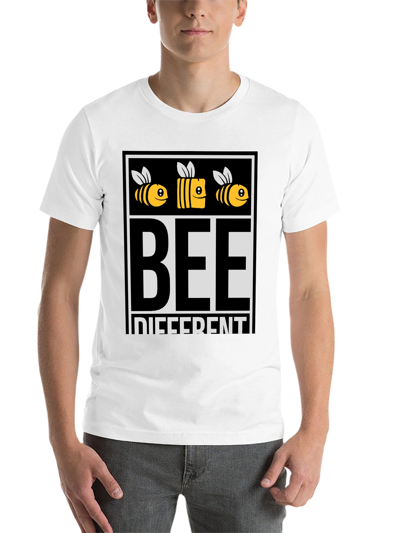 Black Bee Different Graphic Tee - Black Cotton T-Shirt view 14