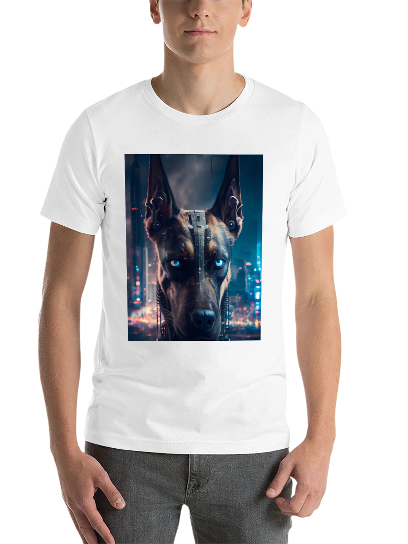 Black Cyberpunk Doberman T-Shirt - Urban Style view 14