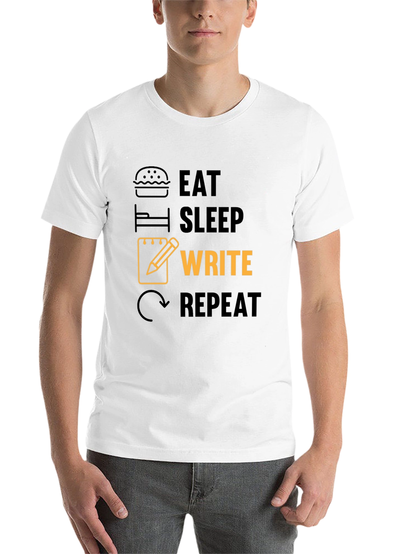 Black Eat Sleep Write Repeat Novelty T-Shirt view 14