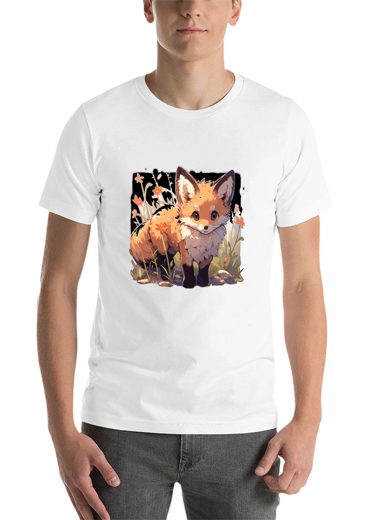 Black Cute Fox Graphic Tee - Stylish Animal Lover Shirt view 14
