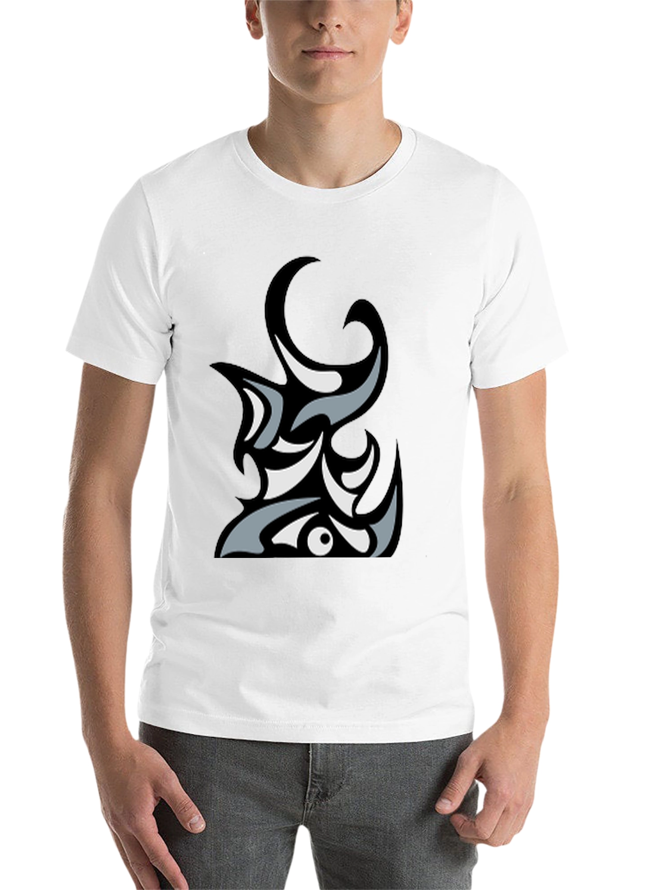 Black Abstract Tribal Graphic Black T-Shirt view 14