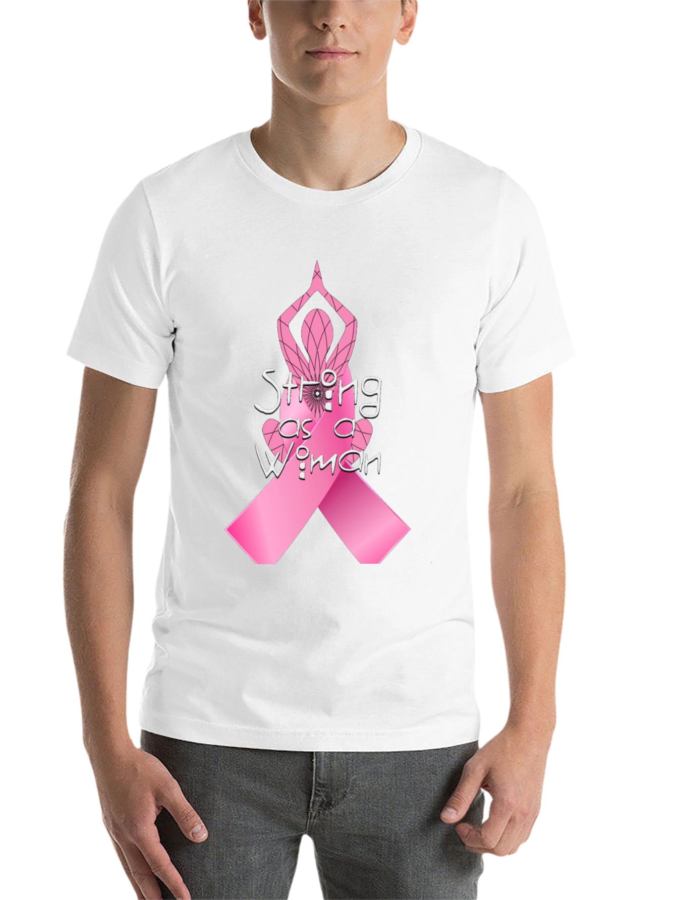 Black Strong as a Woman Breast Cancer Awareness T-Shirt view 14