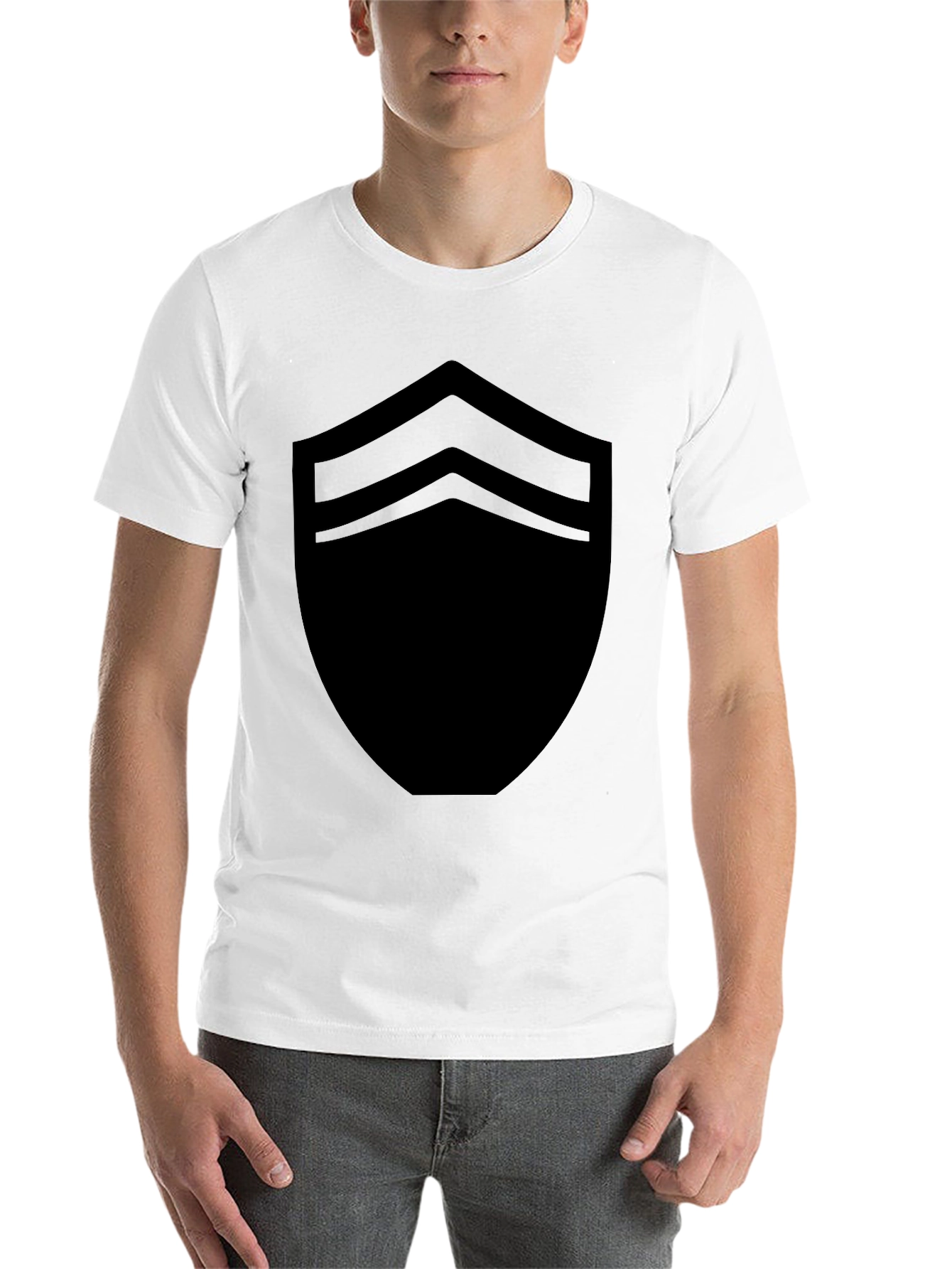 Black Stylish Black Shield Graphic Tee - Modern Casual Wear view 14