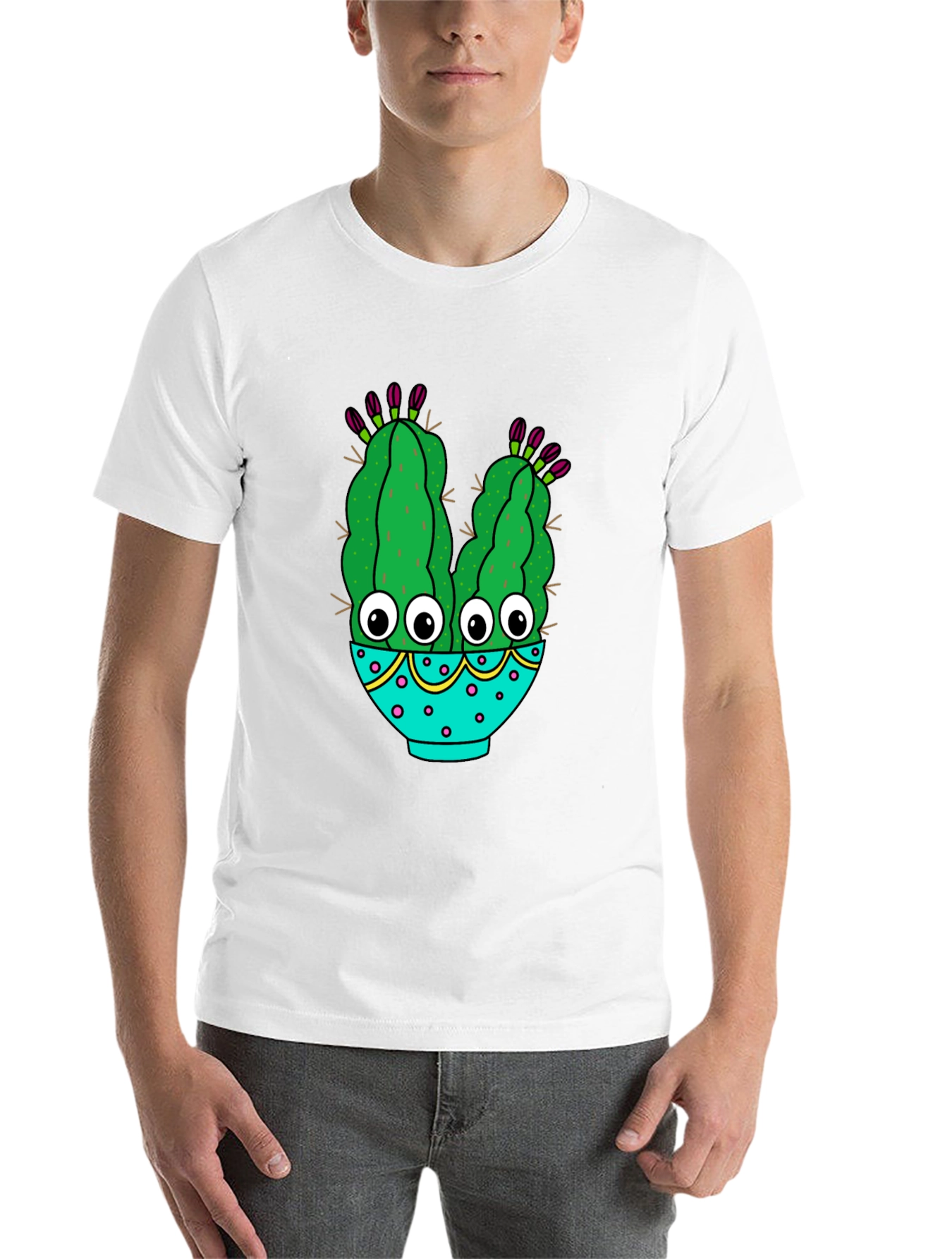 Black Funny Cactus Graphic T-Shirt - Black Cotton Blend view 14