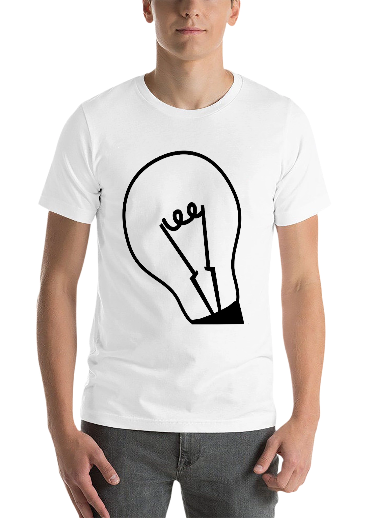 Black Men's Black Graphic Tee - Light Bulb Design view 14