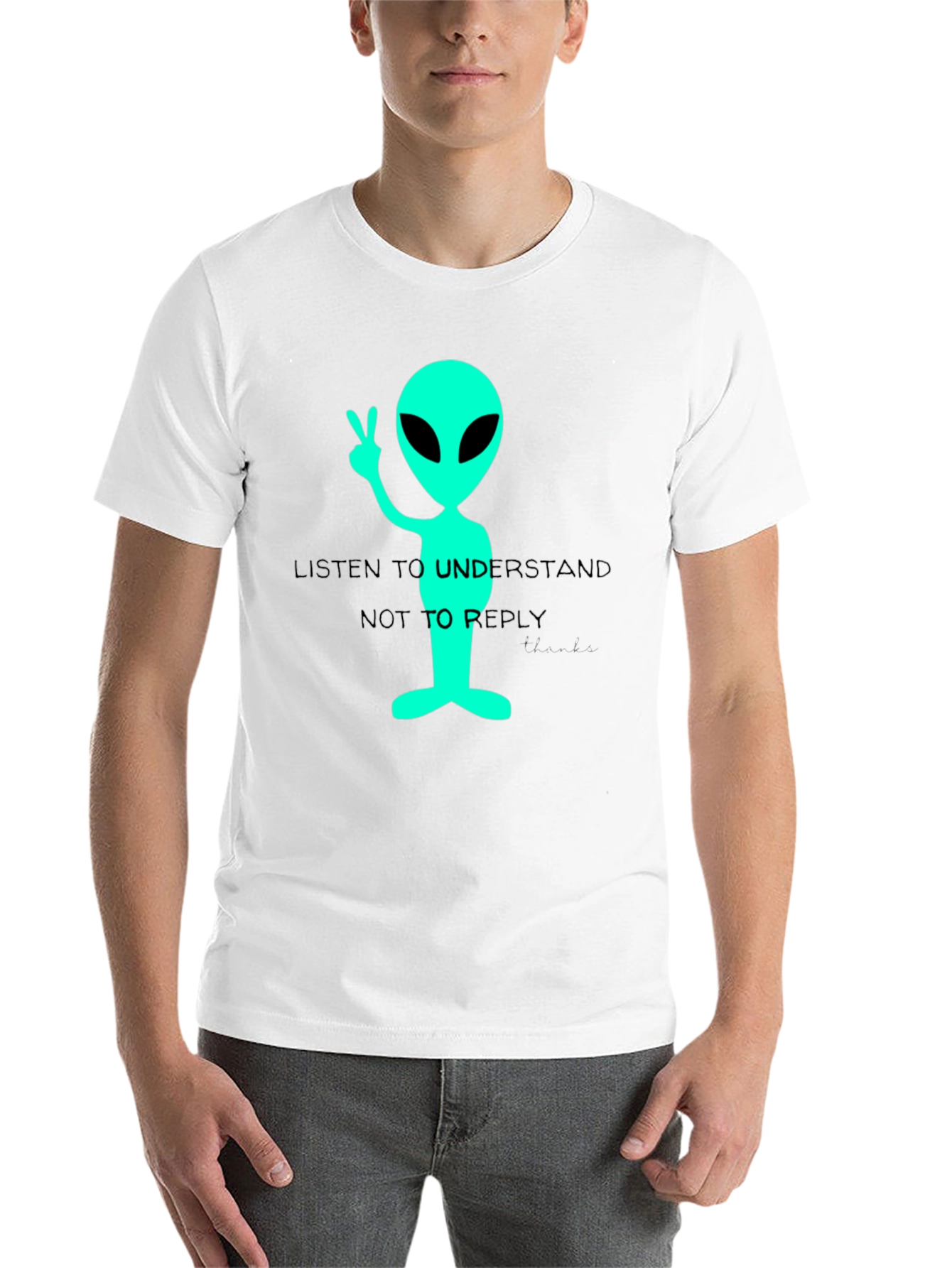 Black Alien Peace T-Shirt - Listen to Understand Tee view 14
