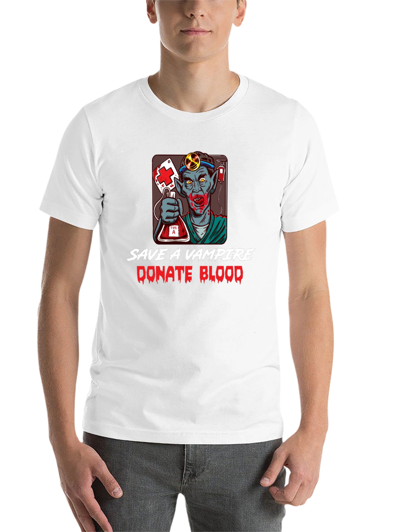 Black Save a Vampire Donate Blood T-Shirt view 14
