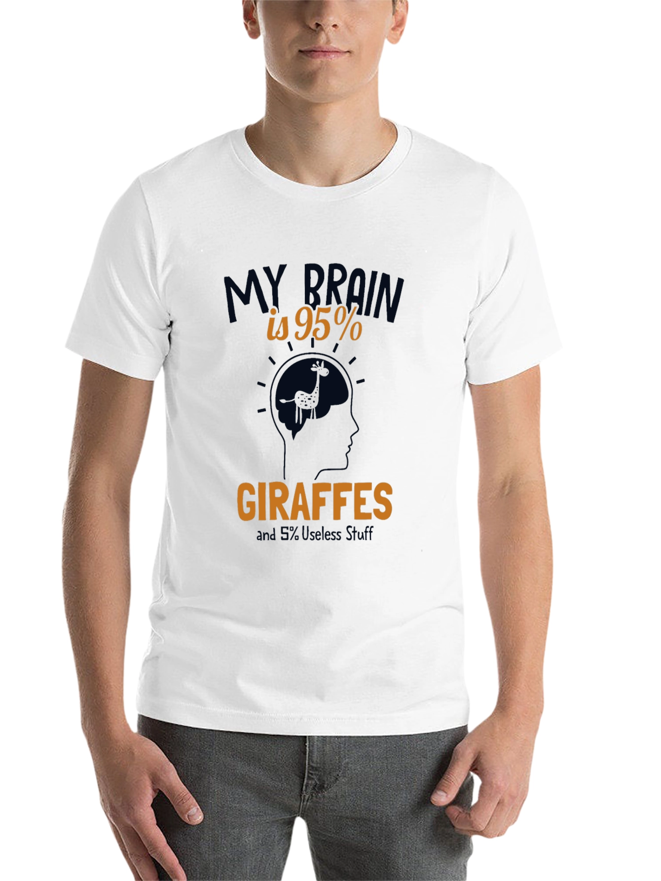 Black Giraffe Brain Funny Graphic T-Shirt view 14