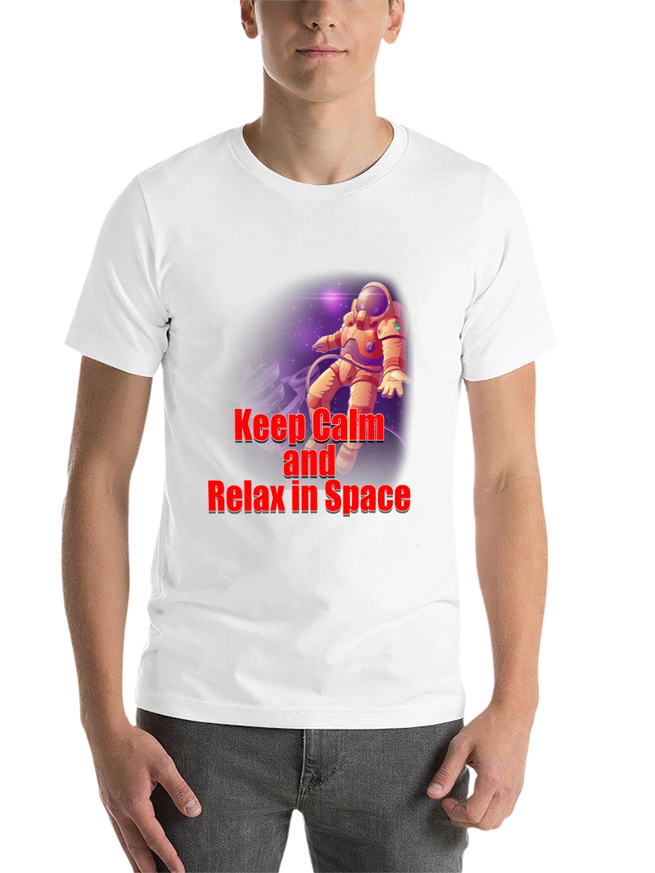 Black Keep Calm Astronaut T-Shirt - Space Design view 14