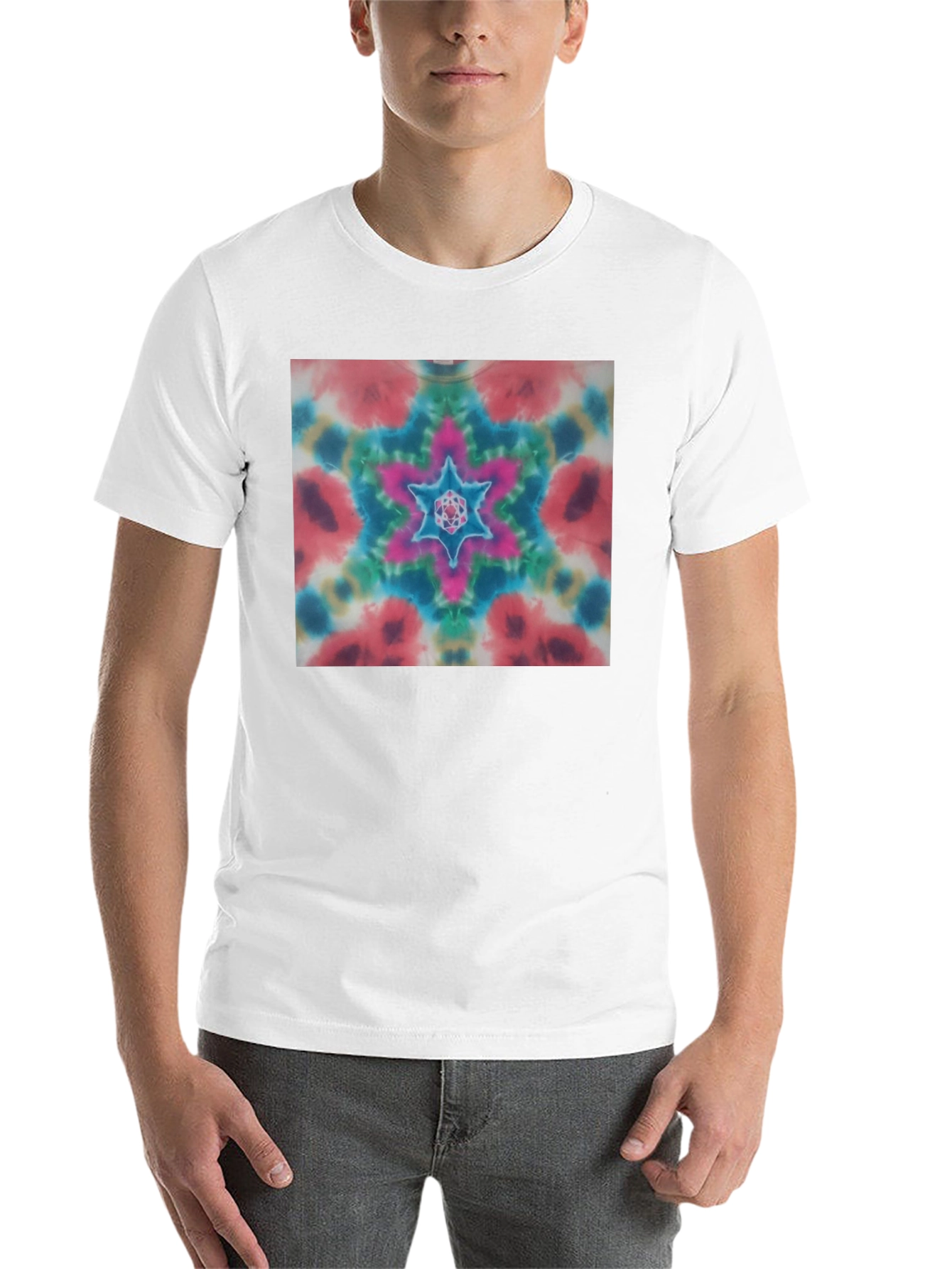 Black Colorful Tie-Dye Starburst Graphic Tee - Unisex view 14