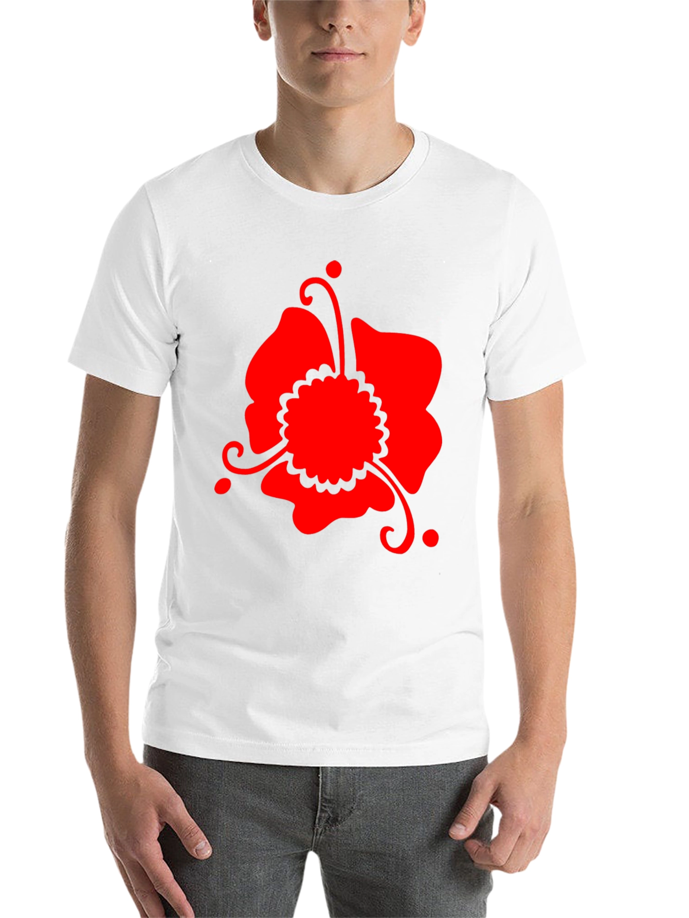 Black Red Floral Graphic Black T-Shirt view 14