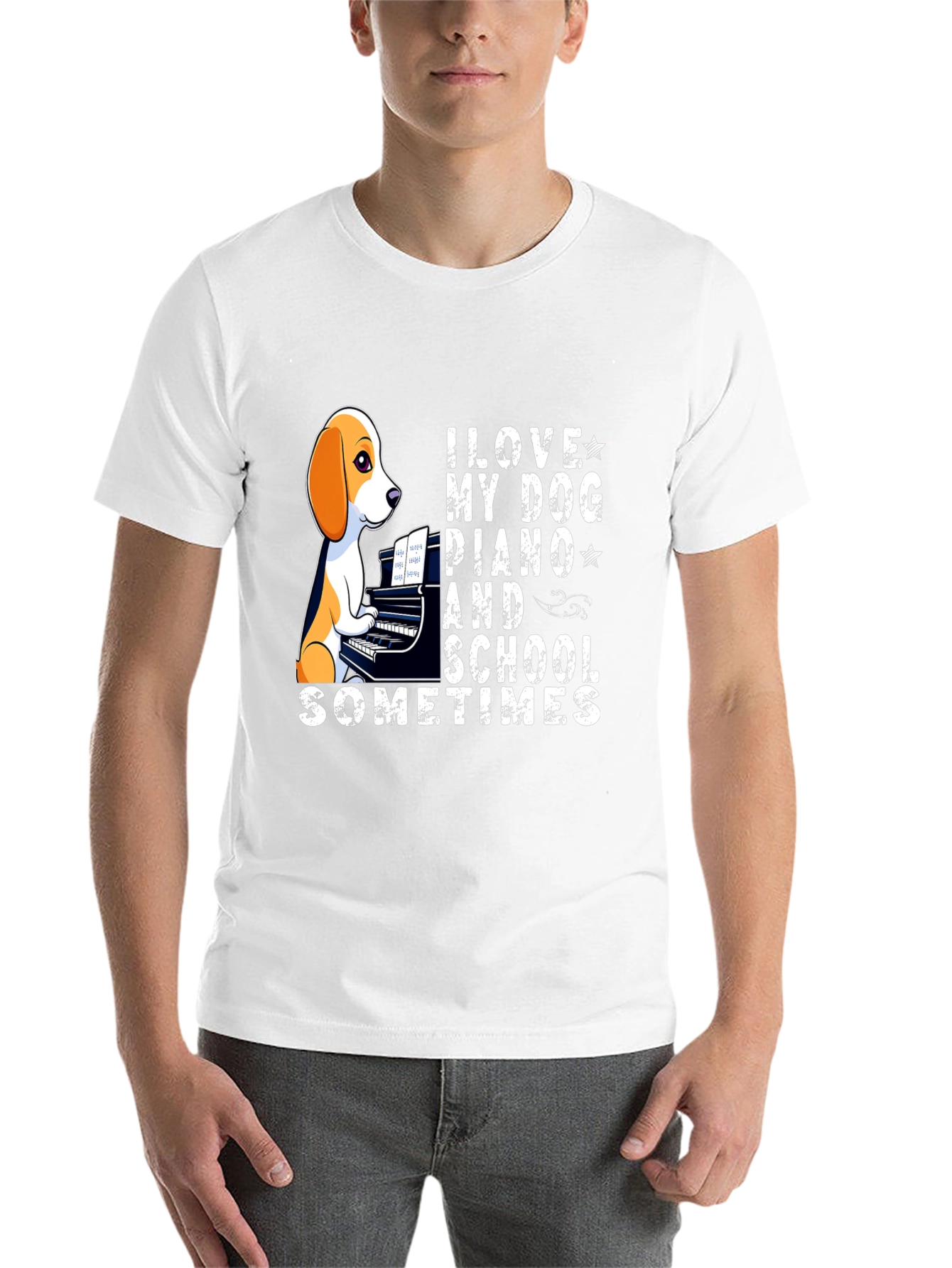 Black Dog Piano Lover T-Shirt - Unique Design view 14