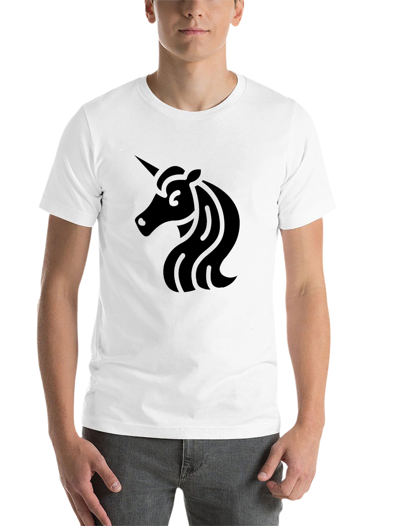 Black Unicorn Graphic T-Shirt - Solid Black Tee view 14