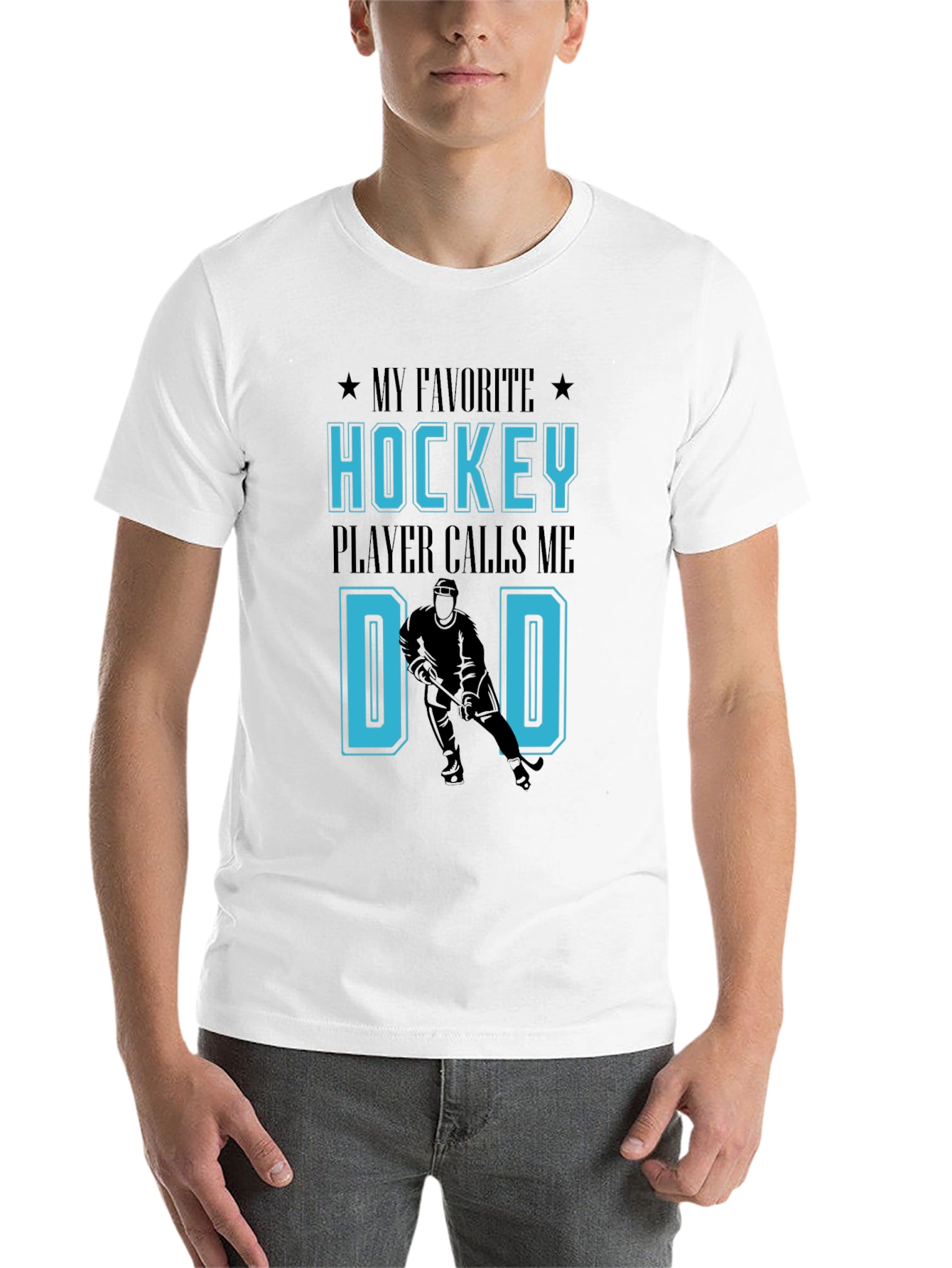 Black Hockey Dad T-Shirt: My Favorite Player Calls Me Dad view 14