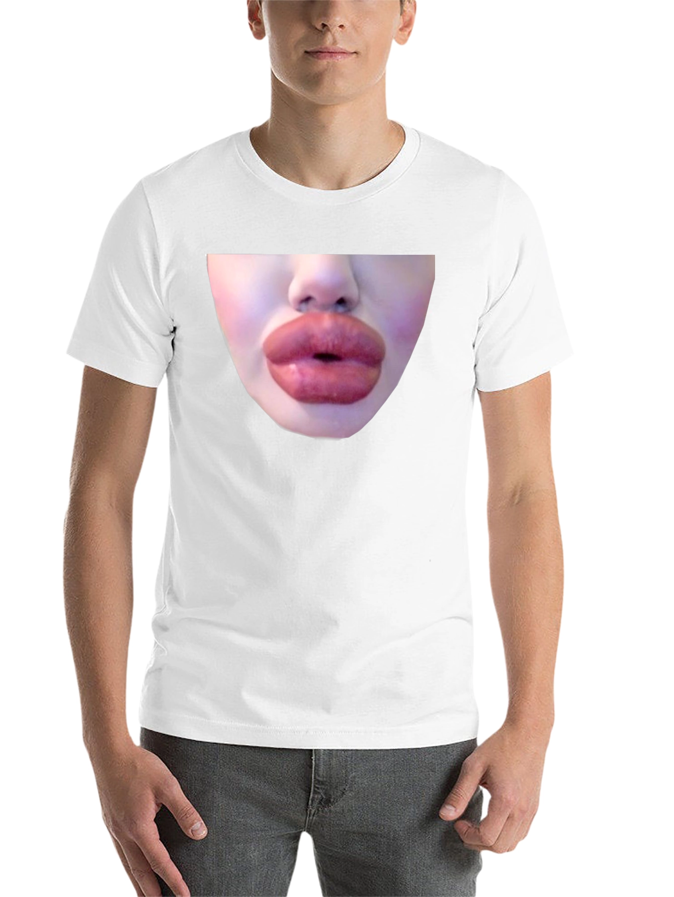 Black Statement Black Tee with Bold Lip Graphic view 14