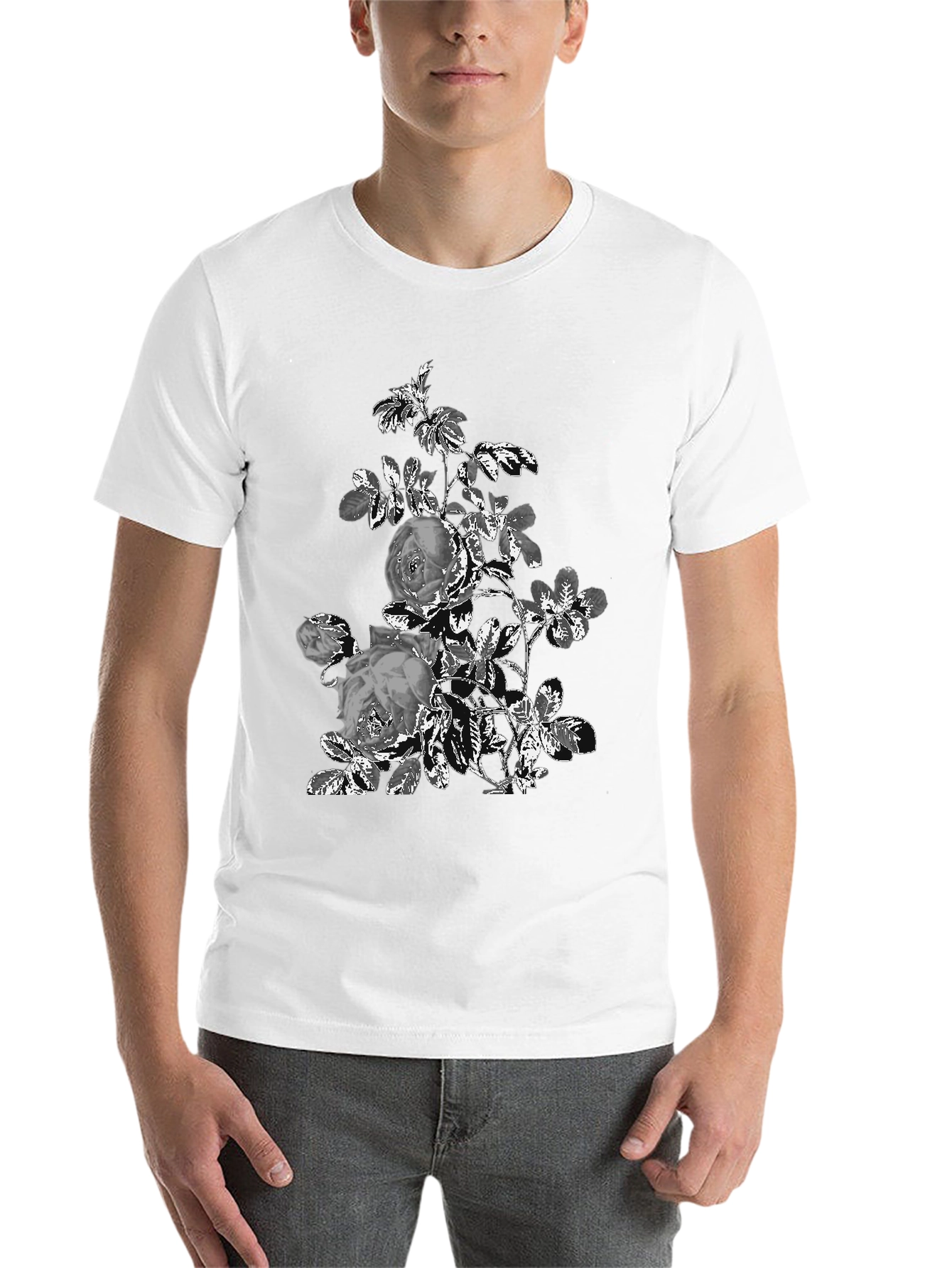 Black Floral Graphic Print Tee - Black view 14