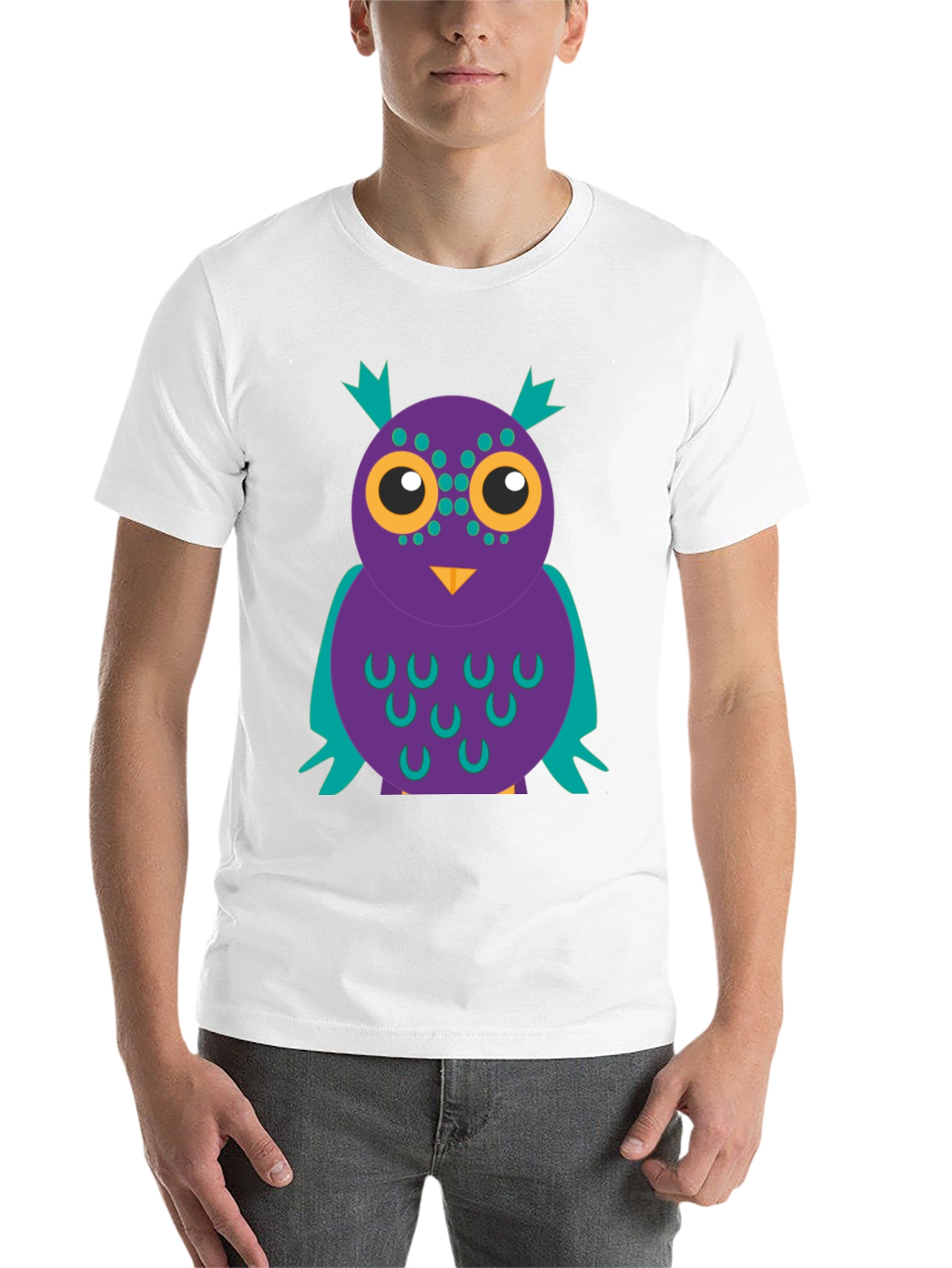 Black Funky Owl Graphic Tee - Black Cotton T-Shirt view 14