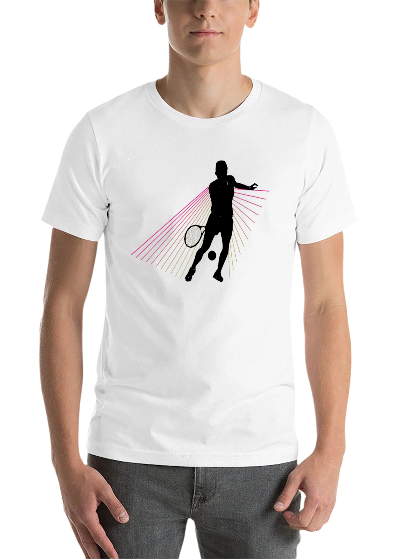 Black Tennis Player Graphic Tee - Retro Style view 14