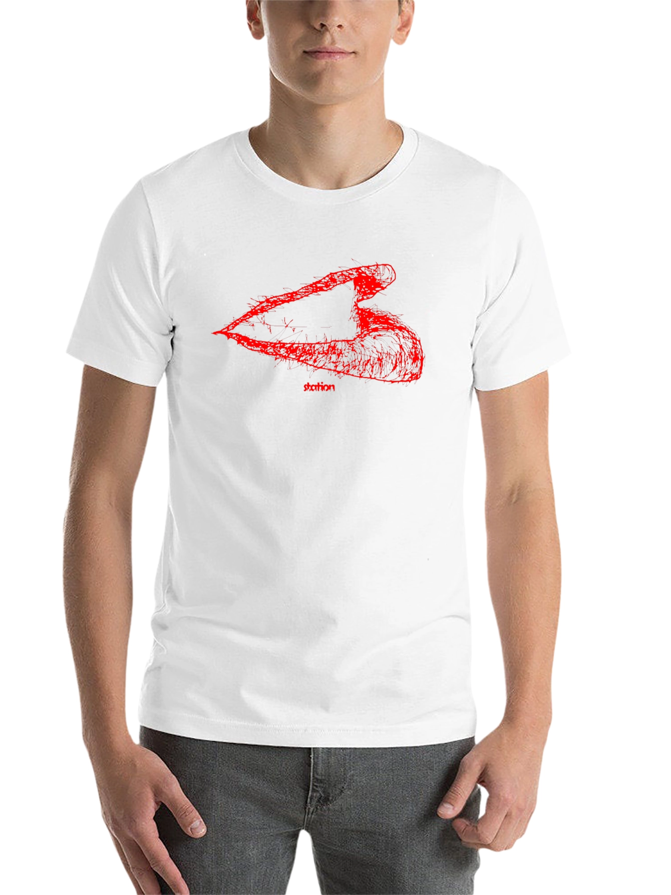Black Men's Black T-Shirt with Abstract Red Graphic view 14