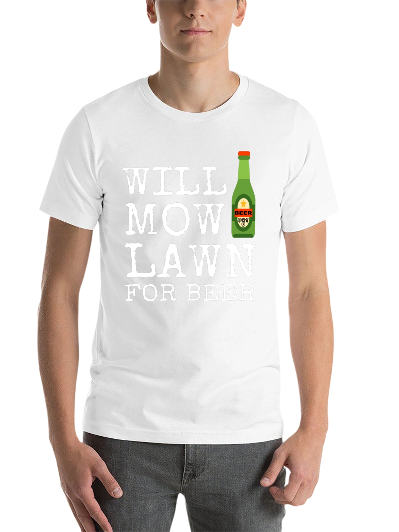 Black Will Mow Lawn for Beer T-Shirt view 14