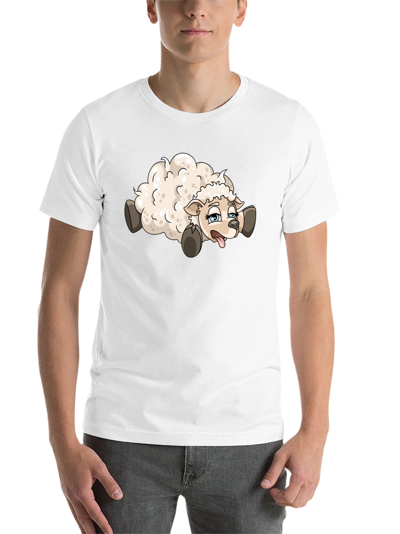 Black Cartoon Sheep Graphic Tee - Black view 14