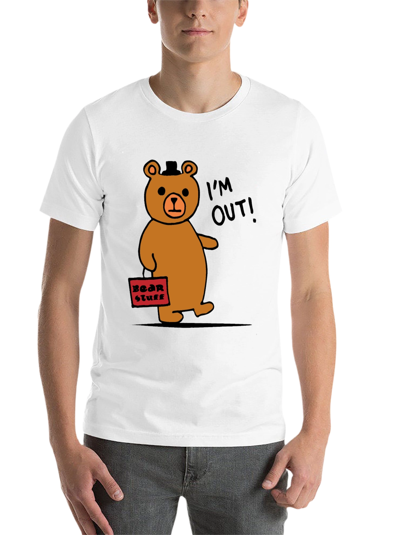Black Funny Bear Leaving T-Shirt - I'm Out! view 14