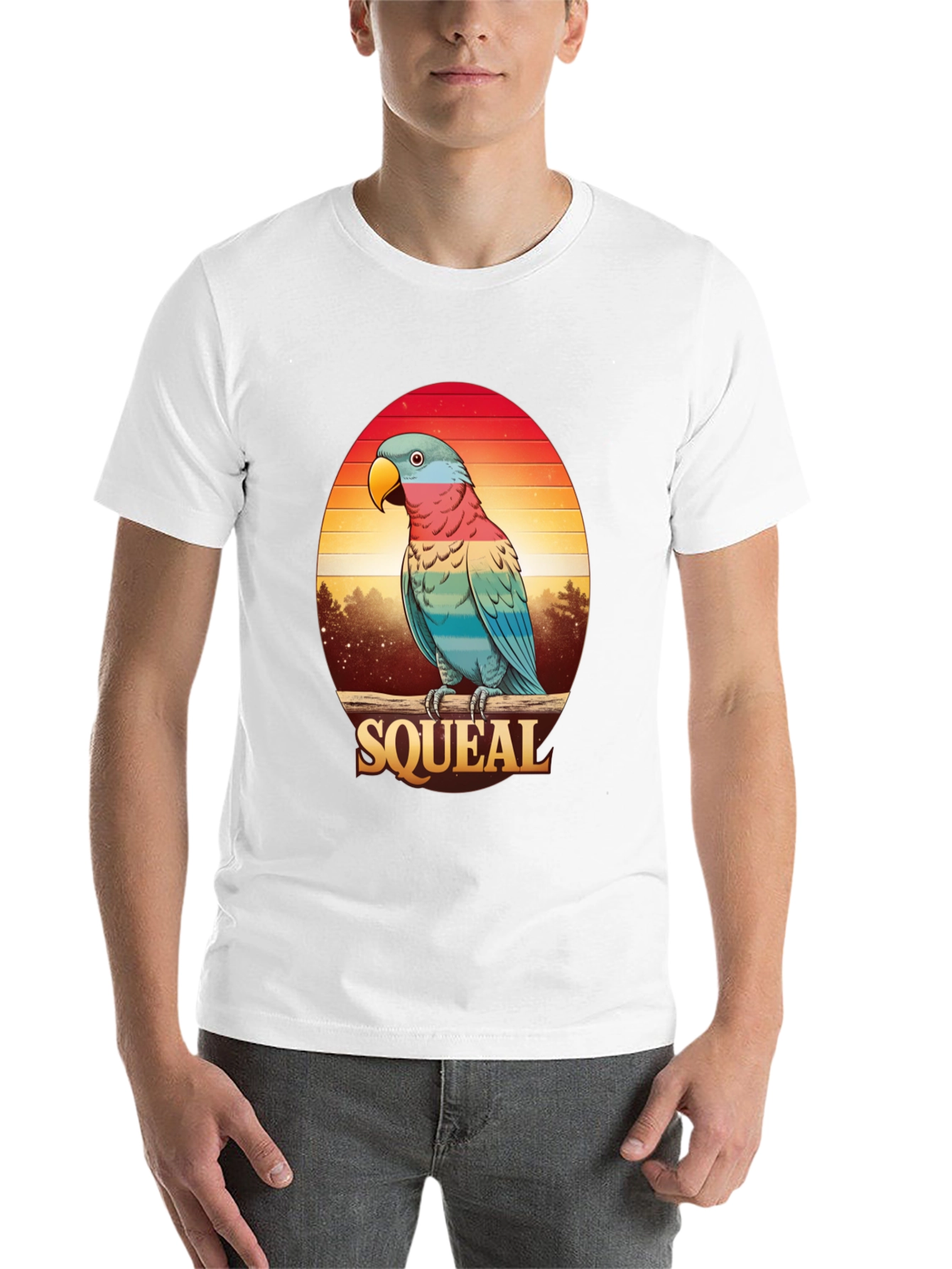 Retro Parrot Graphic Tee - Squeal Design - 14
