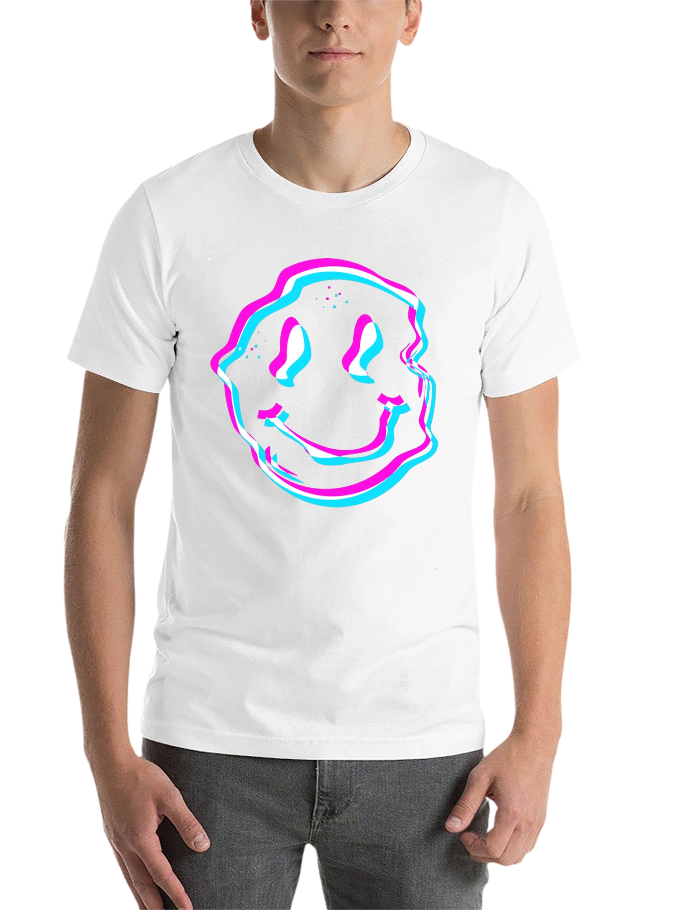 Black Glitch Smiley Face Graphic Tee - Black view 14