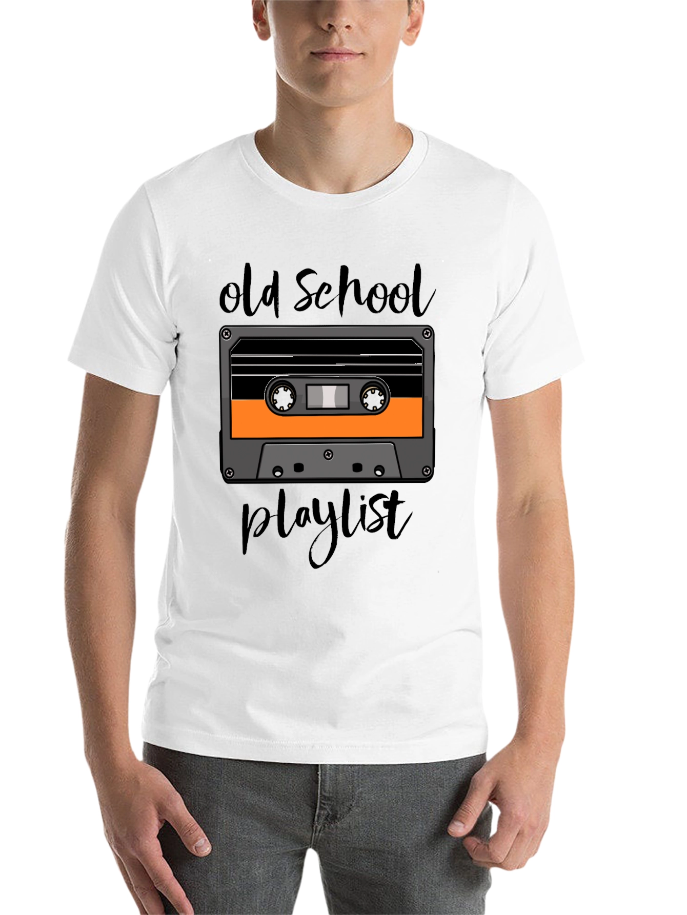 Black Old School Playlist Tee - Retro Cassette Graphic T-Shirt view 14
