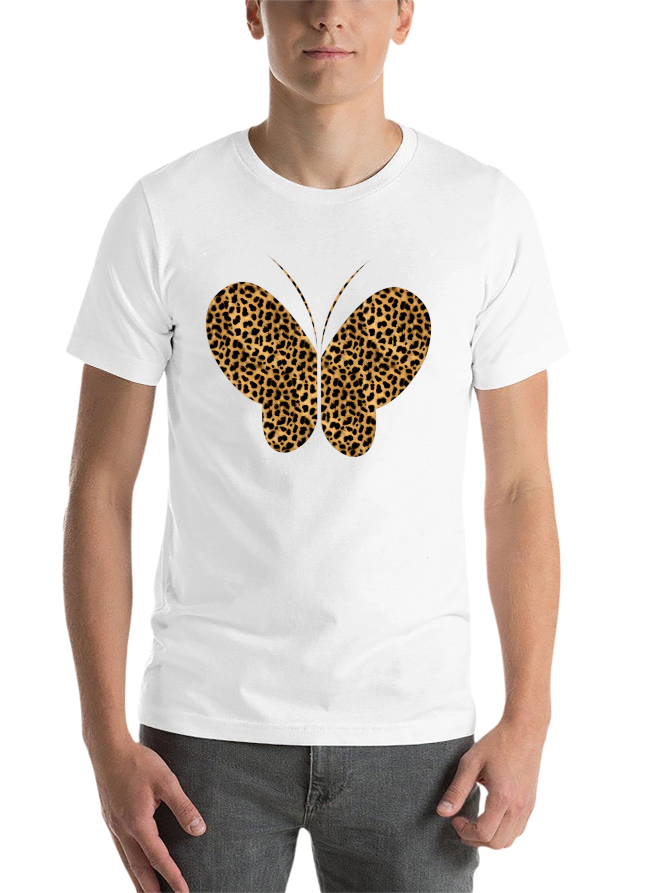 Black Leopard Print Butterfly Graphic Tee - Black view 14