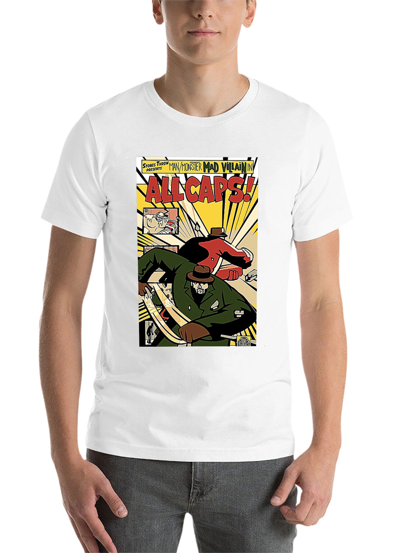 Black All Caps Comic Book T-Shirt view 14