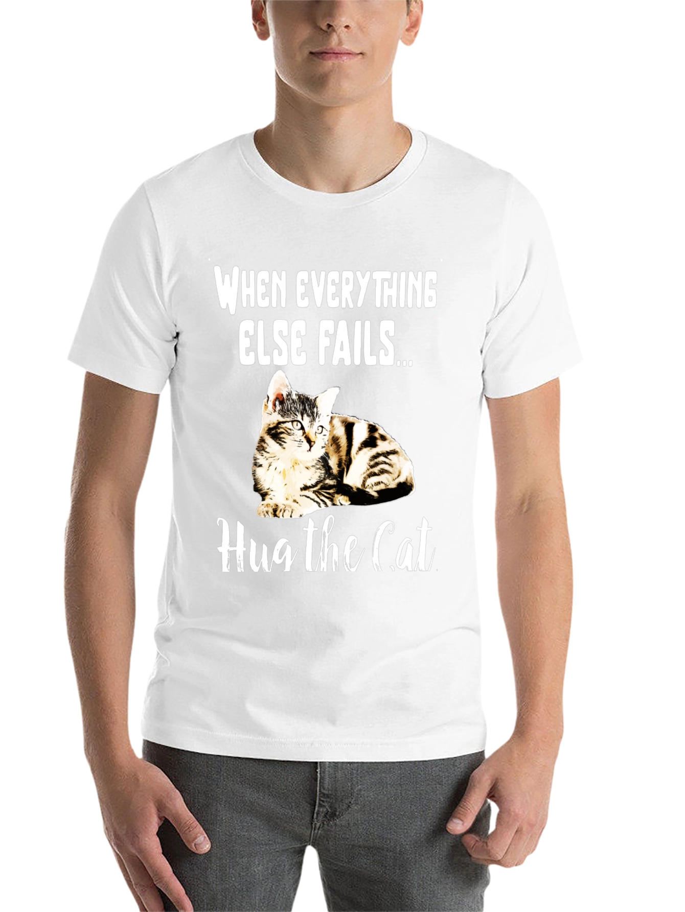 Black Hug the Cat T-Shirt - Novelty Graphic Tee view 14