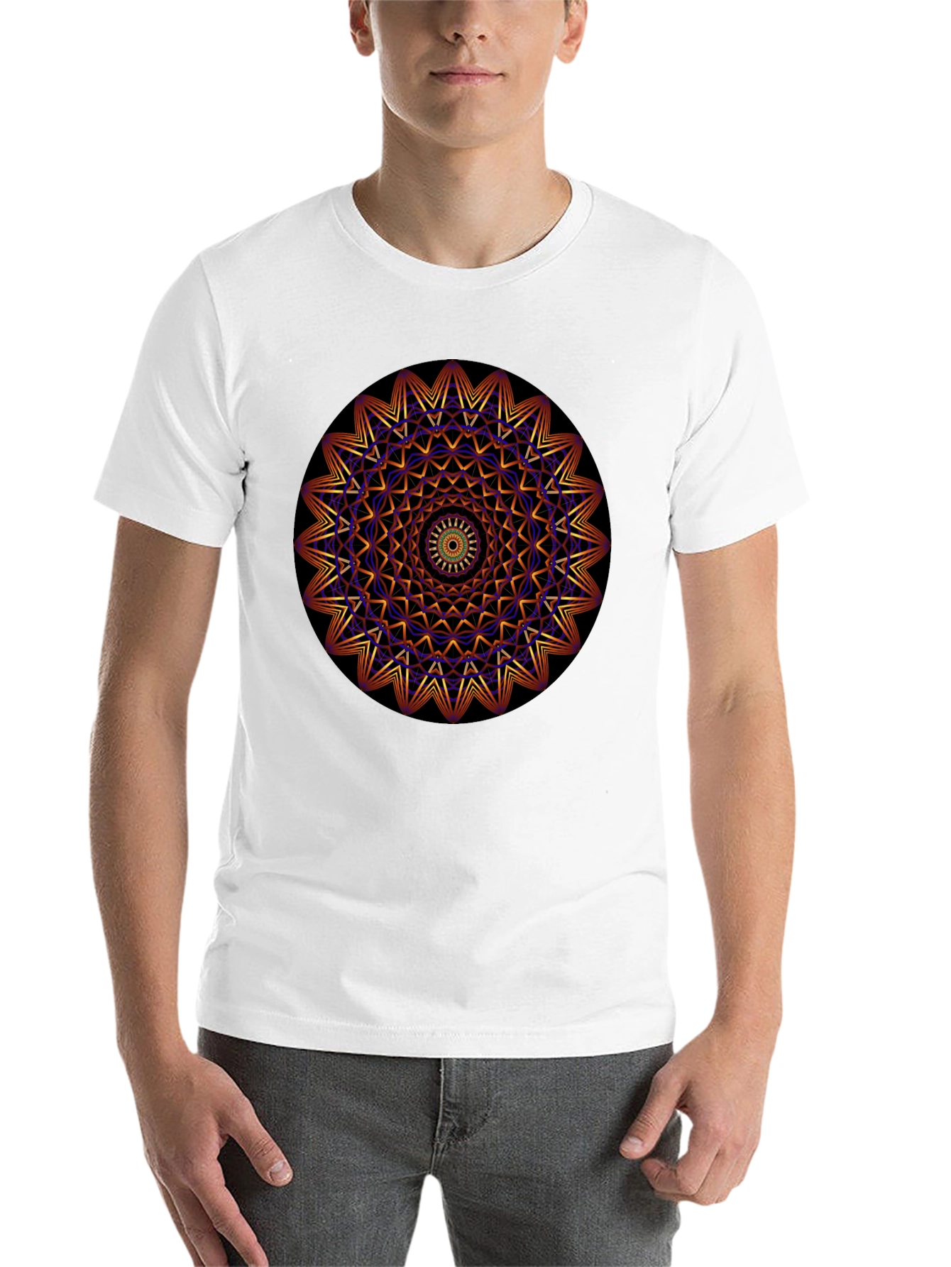 Black Geometric Mandala Graphic Print T-Shirt view 14