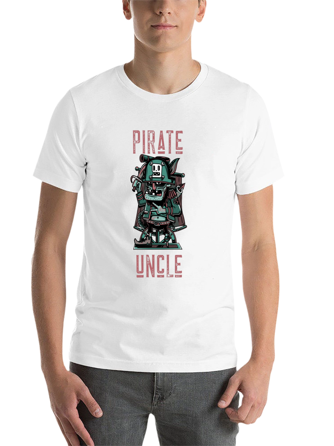 Black Pirate Uncle Graphic T-Shirt - Men's Black Crew Neck Tee view 14