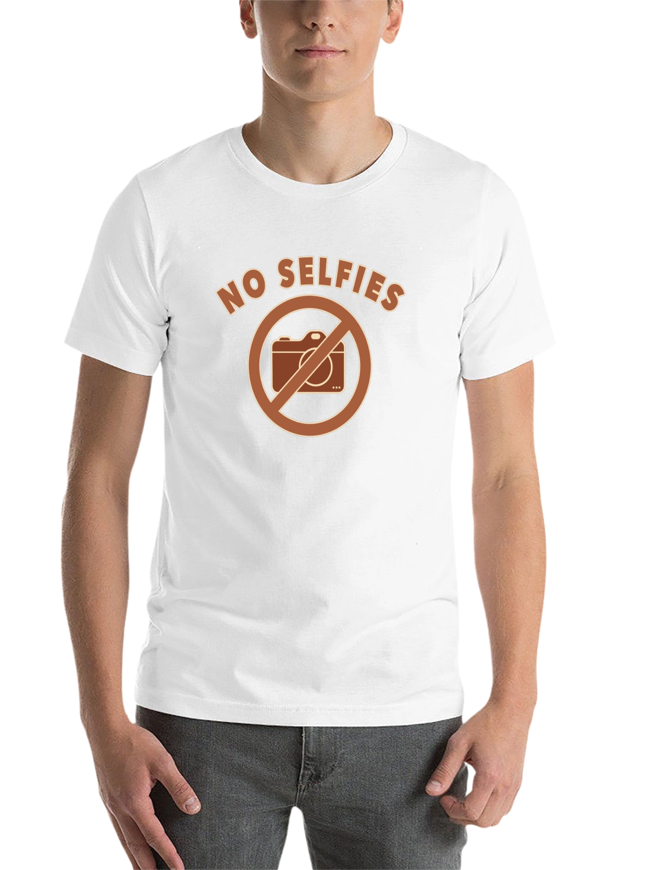 Black No Selfies Graphic T-Shirt - Funny Novelty Tee view 14
