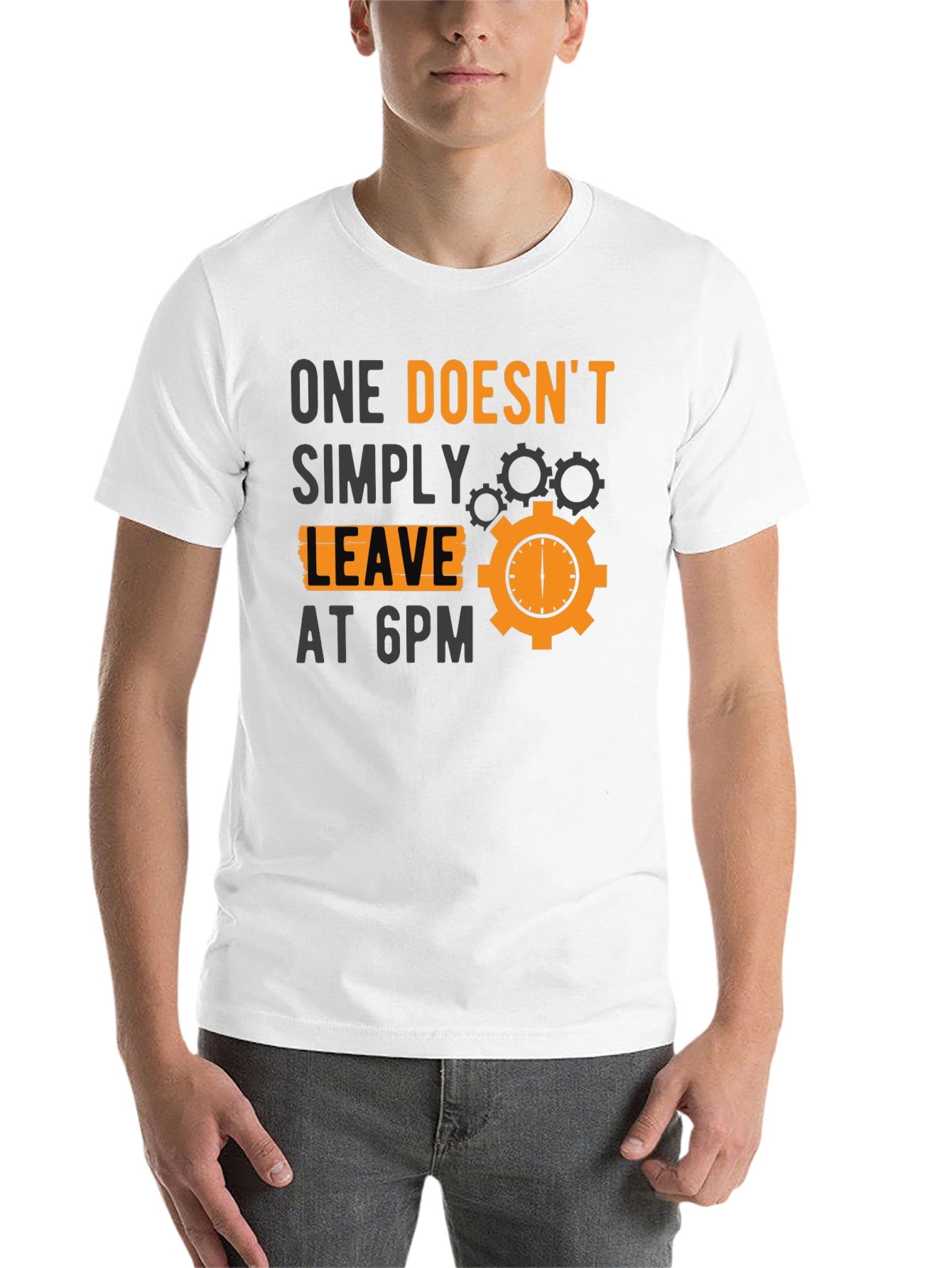 Black One Doesn't Simply Leave at 6PM T-Shirt view 14