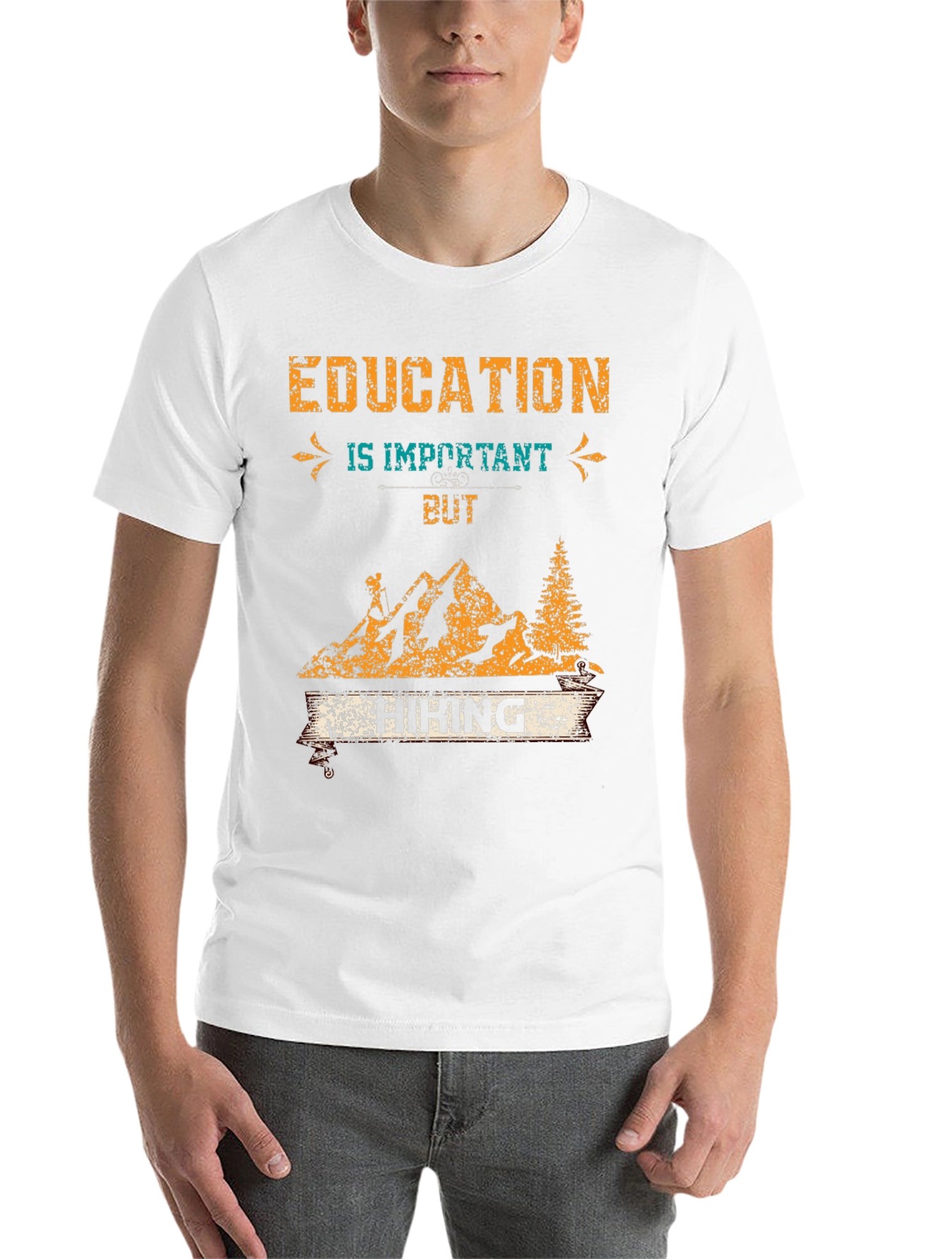 Black Education is Important But Hiking T-Shirt view 14
