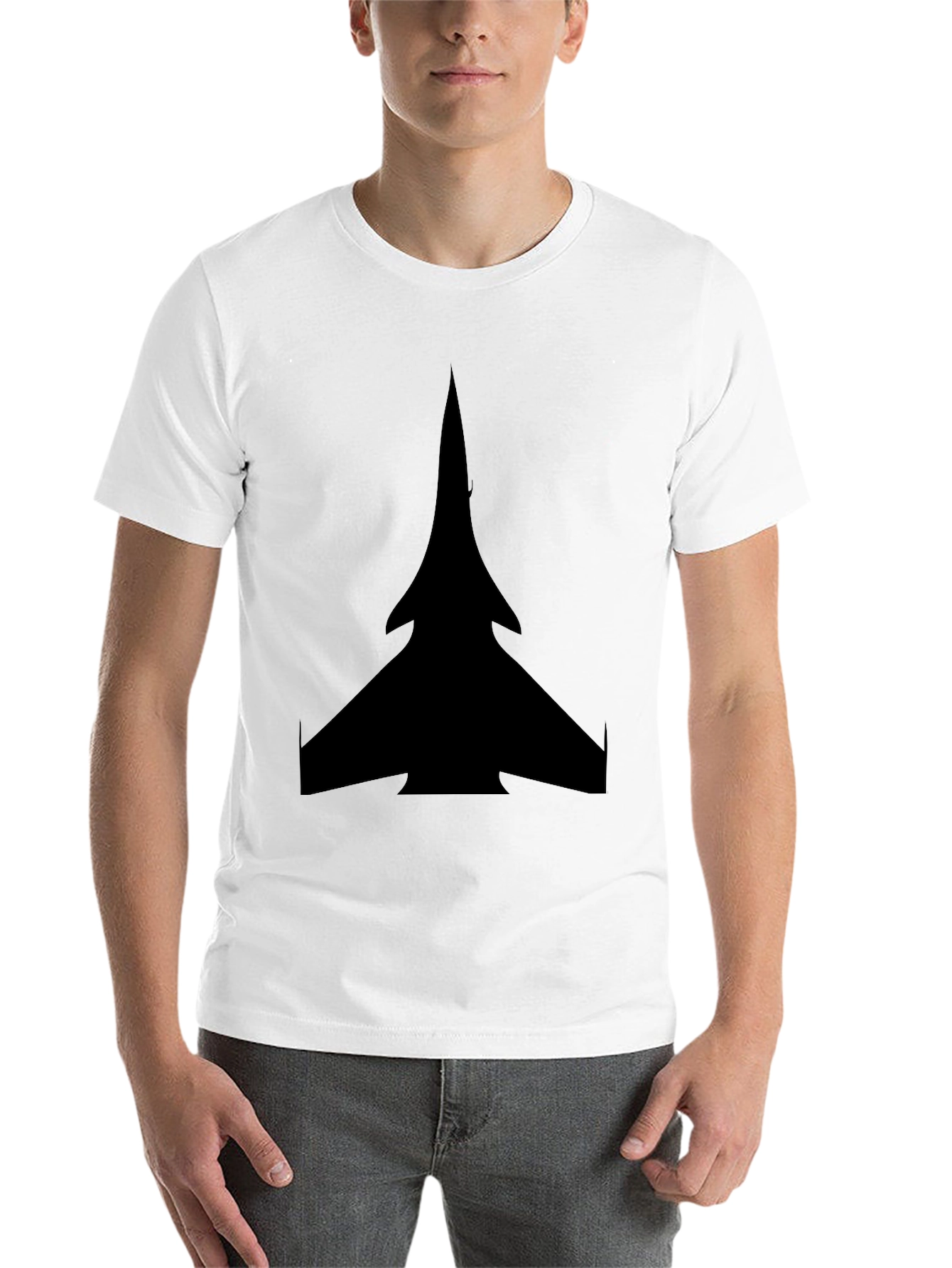 Black Stealth Jet Graphic Tee - Black Cotton T-Shirt view 14