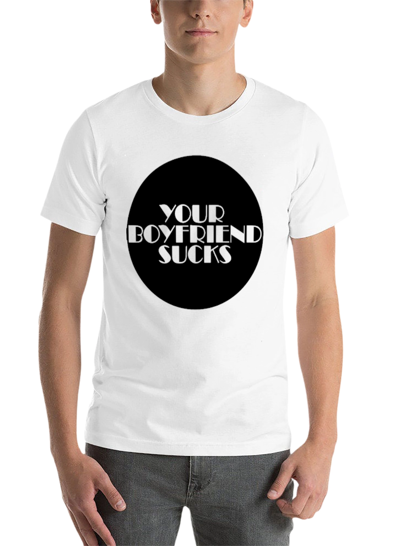 Black Your Boyfriend Sucks Graphic Tee - Edgy Statement Shirt view 14