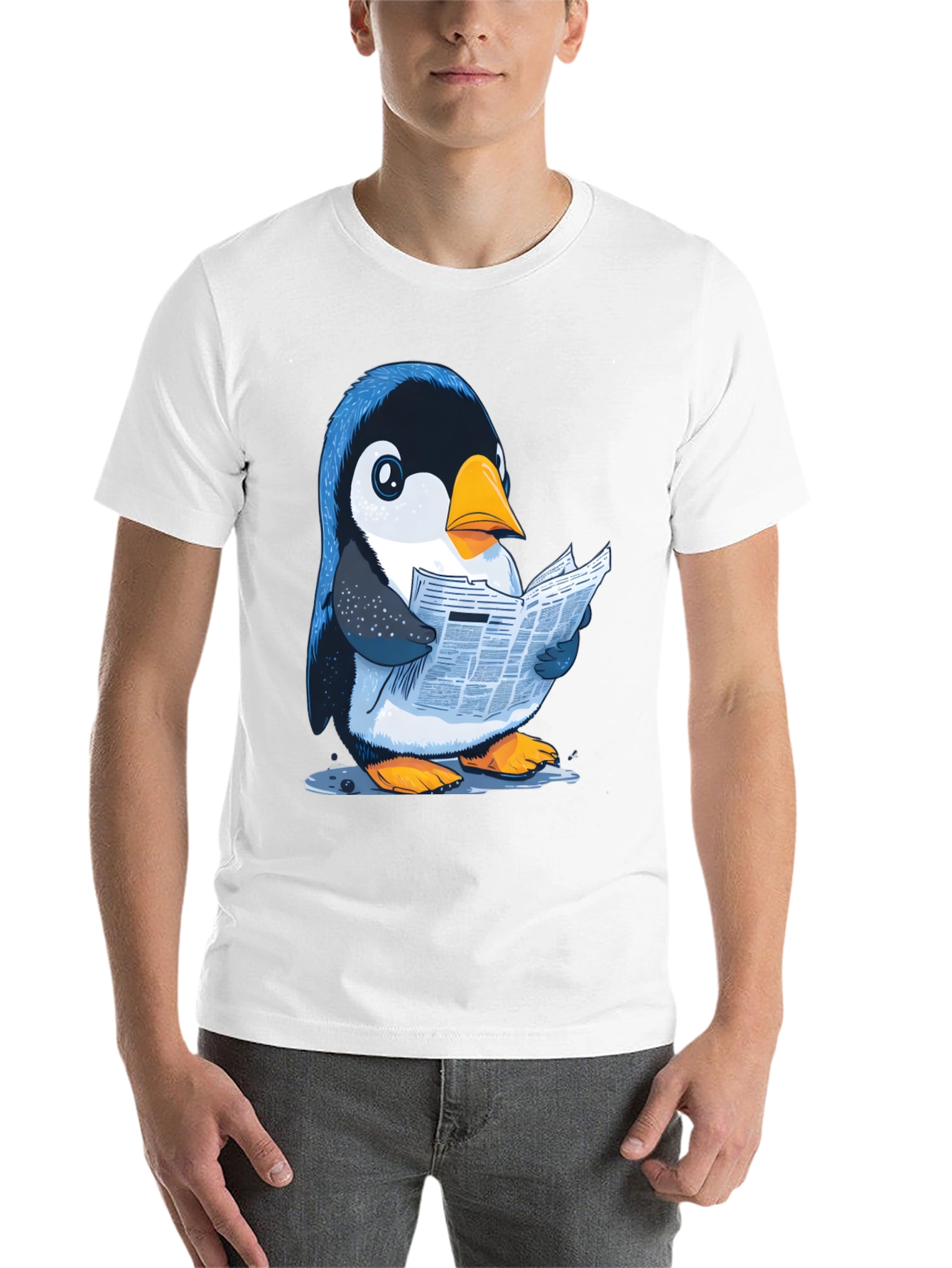 Black Penguin Reading News T-Shirt view 14