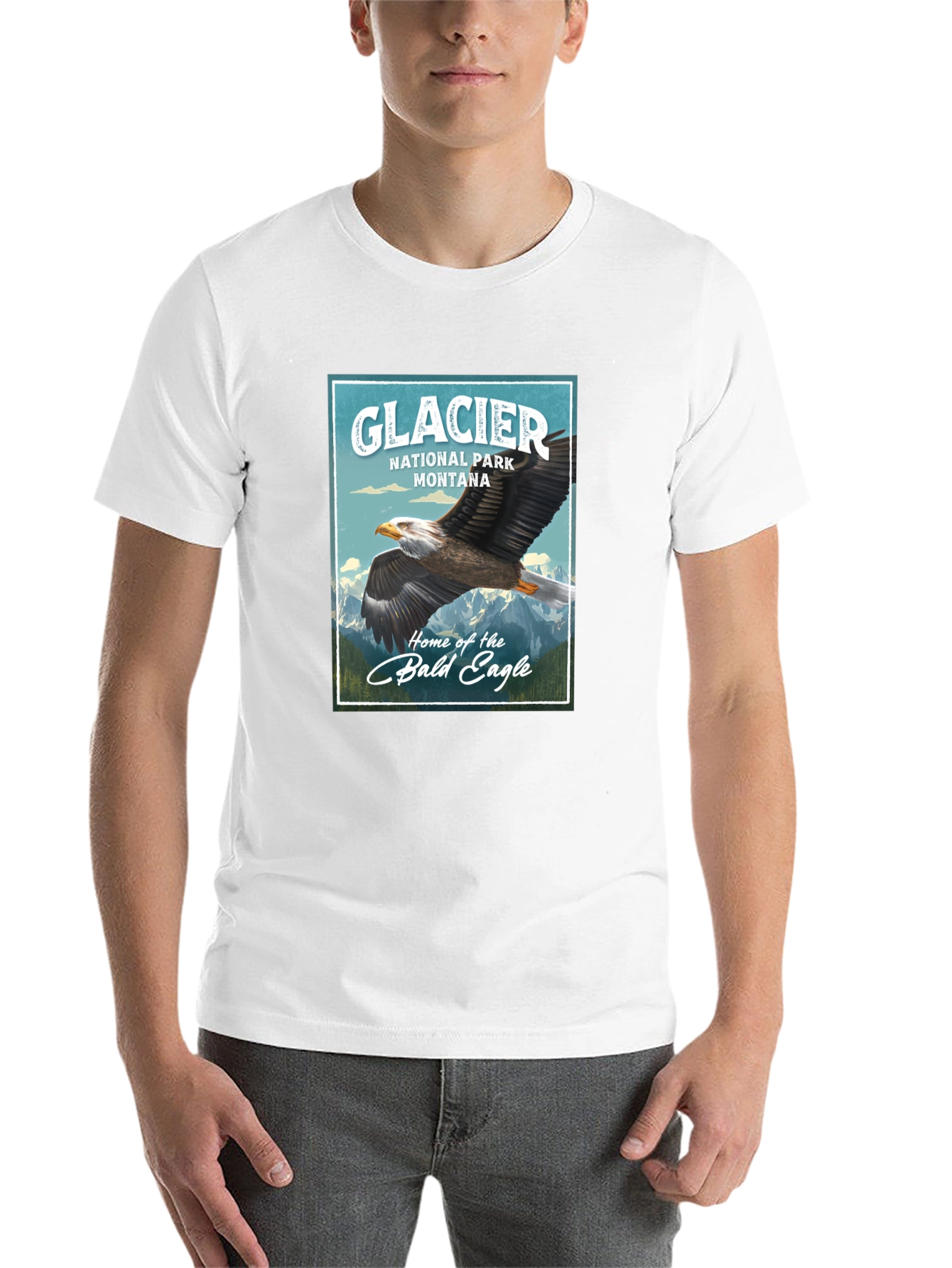 Black Glacier National Park Eagle Graphic T-Shirt view 14