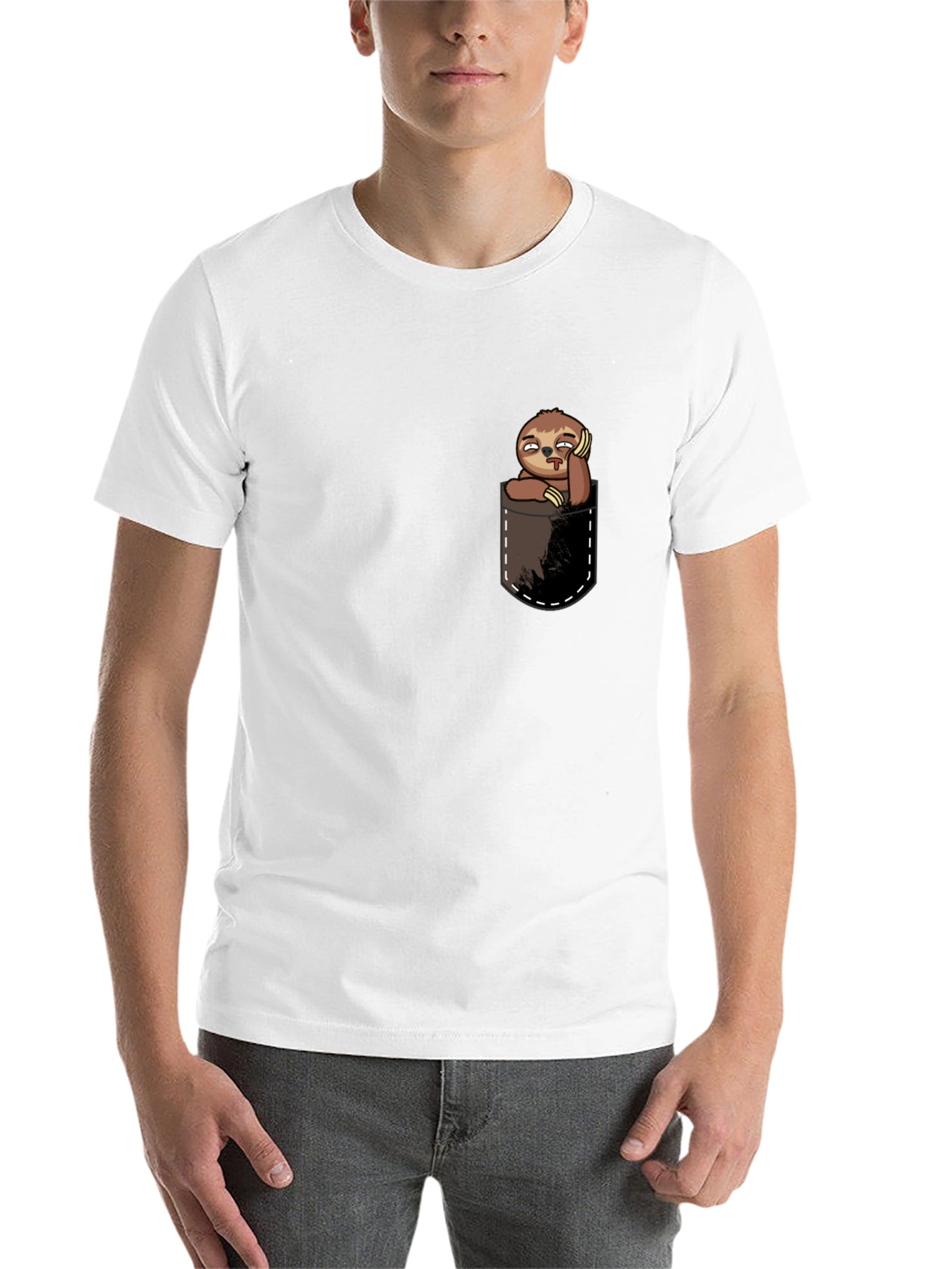 Black Sloth in Pocket Tee - Funny Graphic T-Shirt view 14