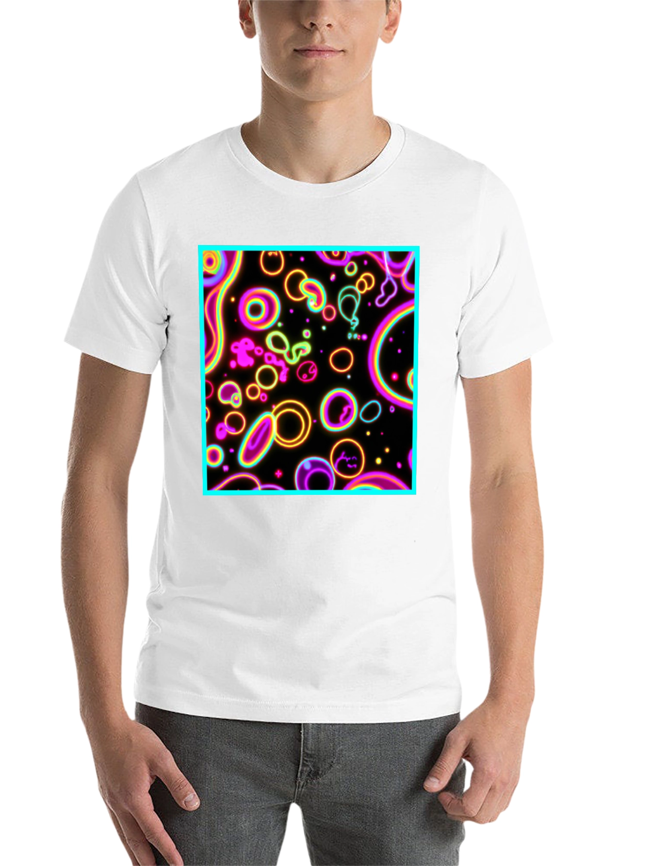 Black Neon Glow Abstract Graphic Print Tee view 14
