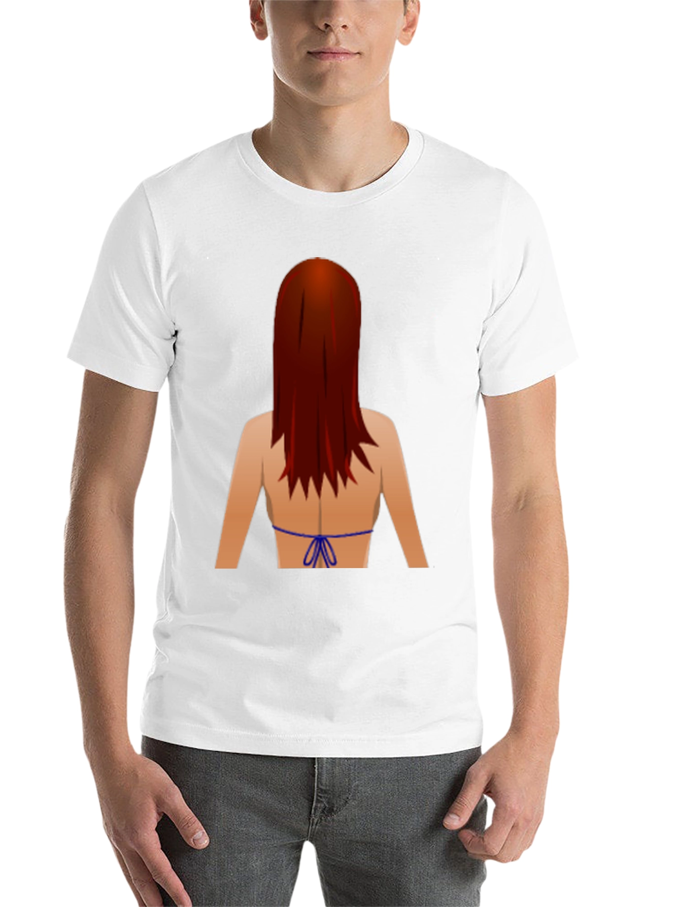 Black Novelty Graphic T-Shirt: Back View Bikini Redhead view 14