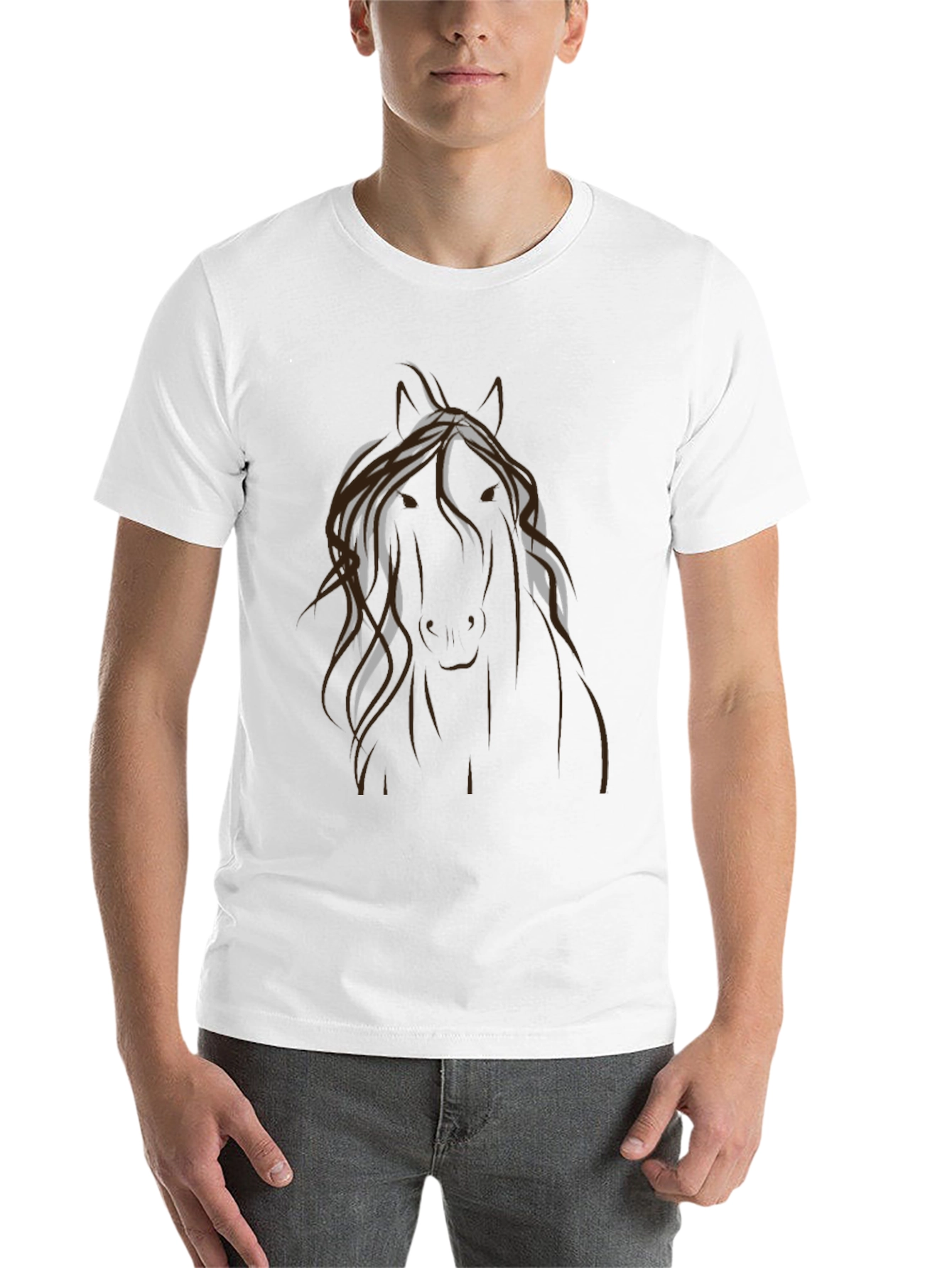 Black Horse Graphic T-Shirt - Black Cotton Blend view 14