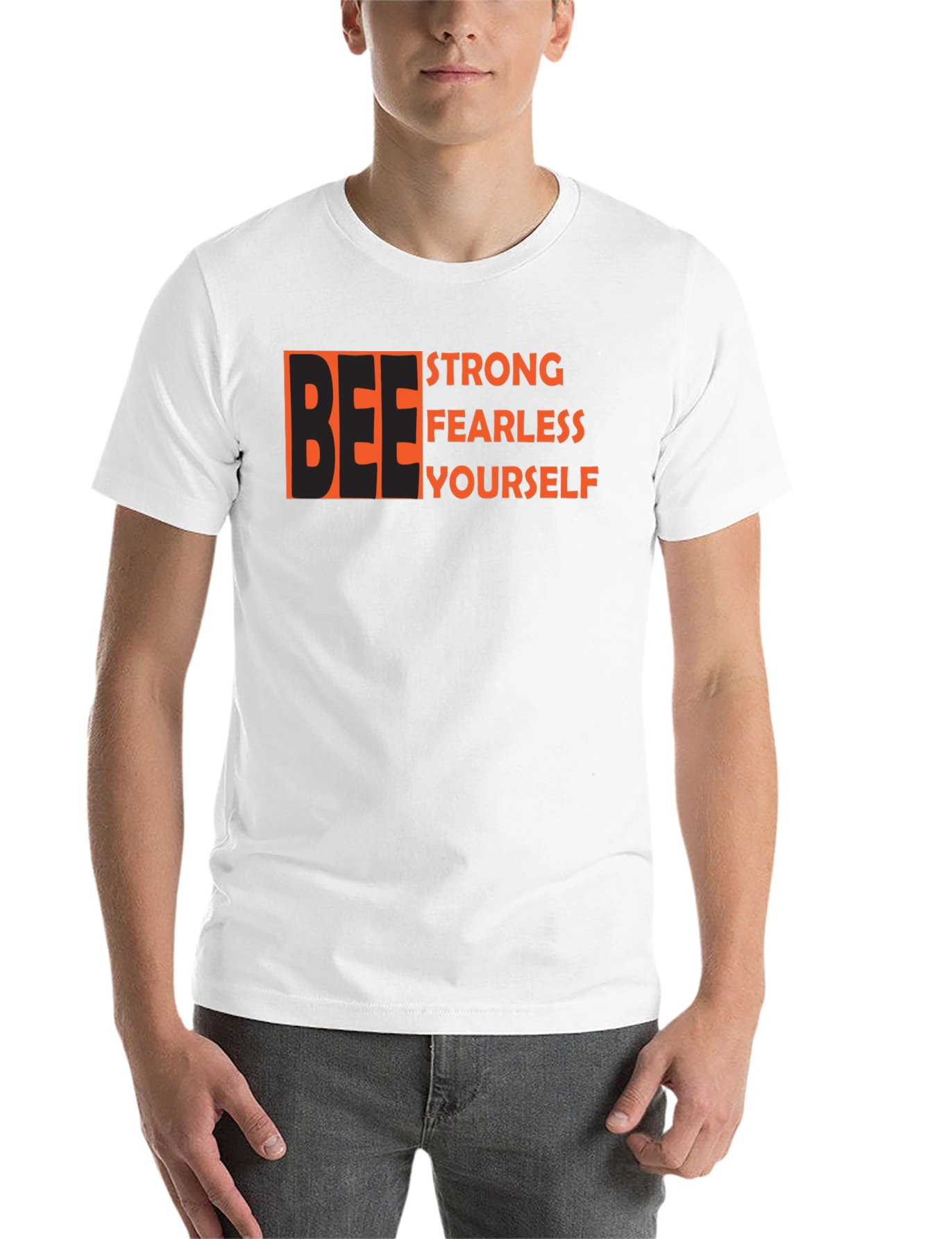 Black Be Strong Fearless Yourself Black Graphic Tee view 14
