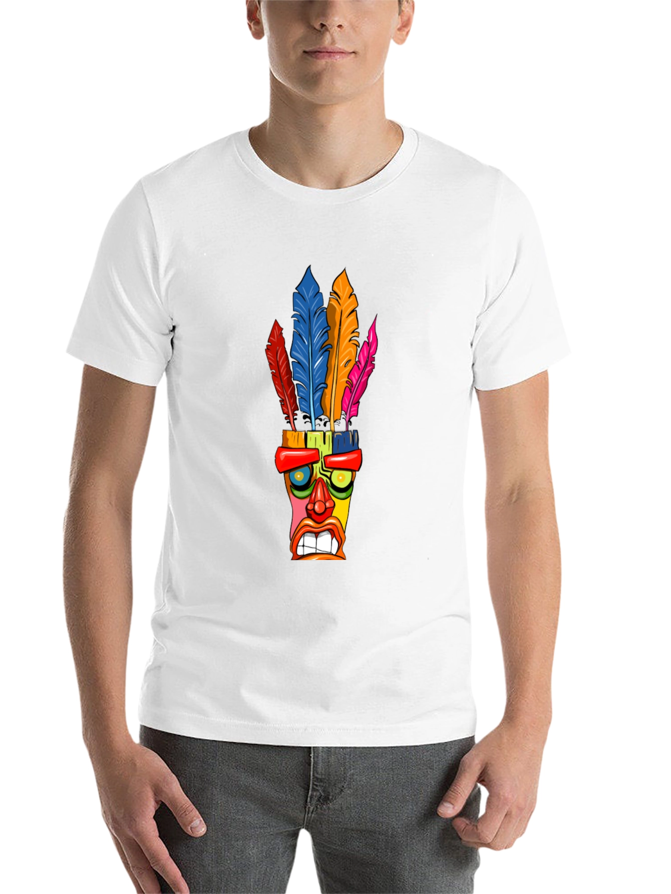 Black Colorful Tiki Mask T-Shirt view 14